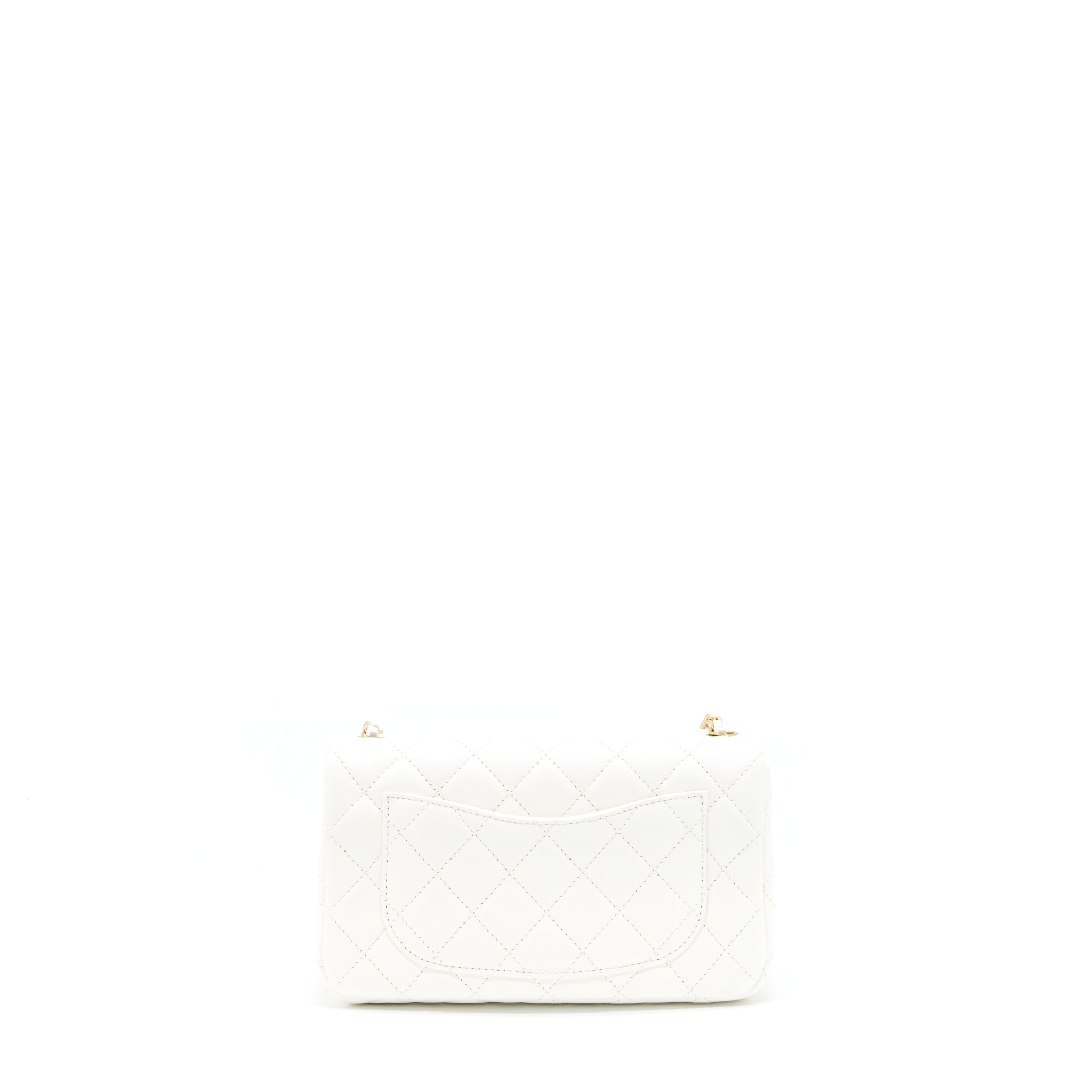 CHANEL MINI RECTANGULAR PEARL CRUSH WHITE GHW