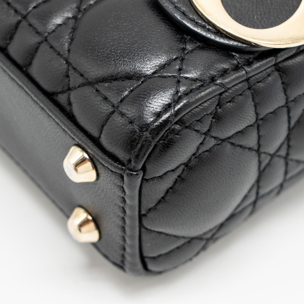 DIOR MICRO LADY DIOR LAMBSKIN BLACK LGHW