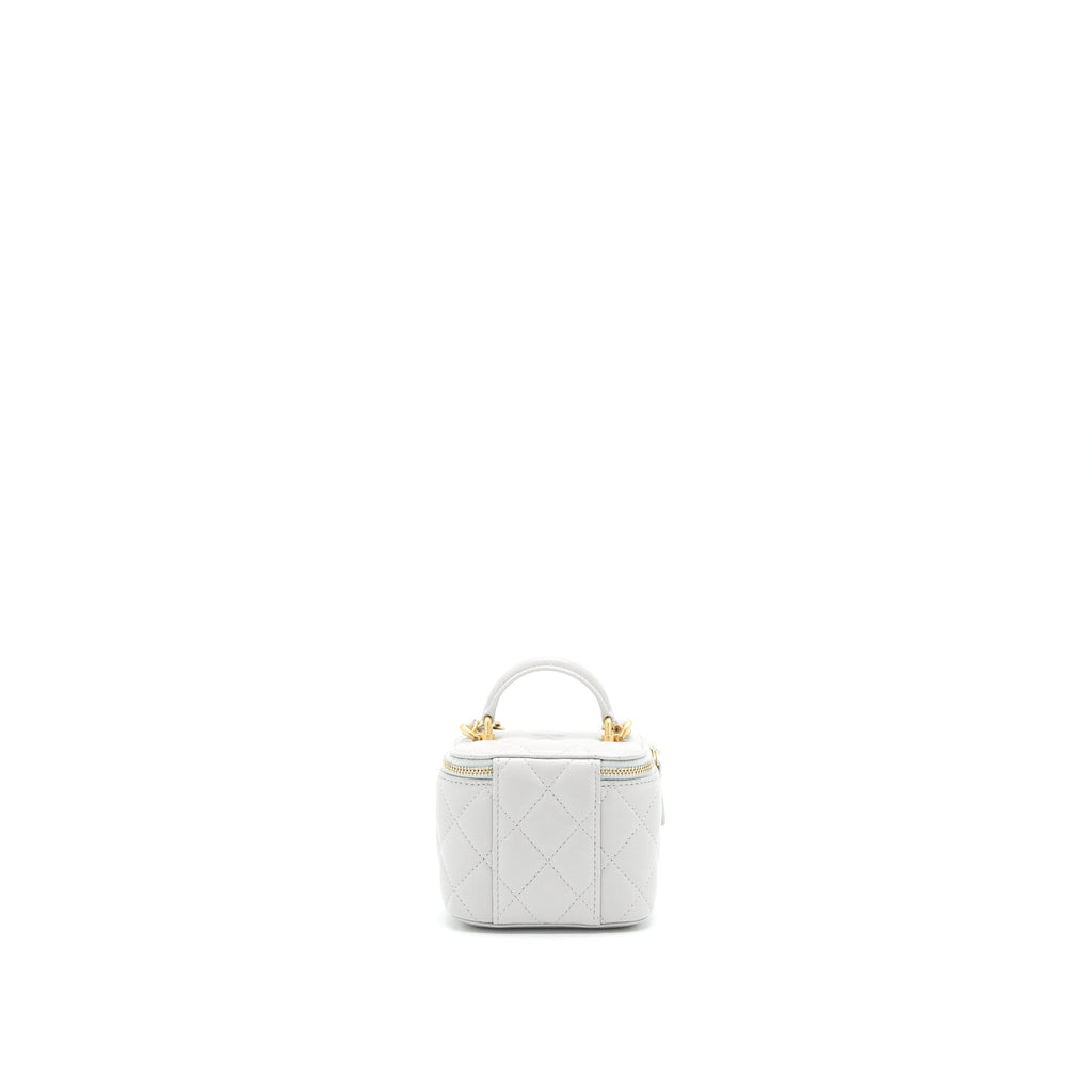 CHANEL 21A SMALL HANDLE VANITY WITH CHAIN GREY WITH GHW