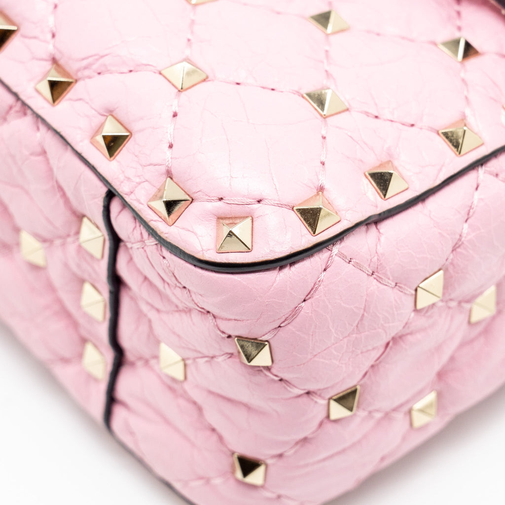VALENTINO MEDIUM ROCKSTUD SPIKE BAG LEATHER PINK GHW