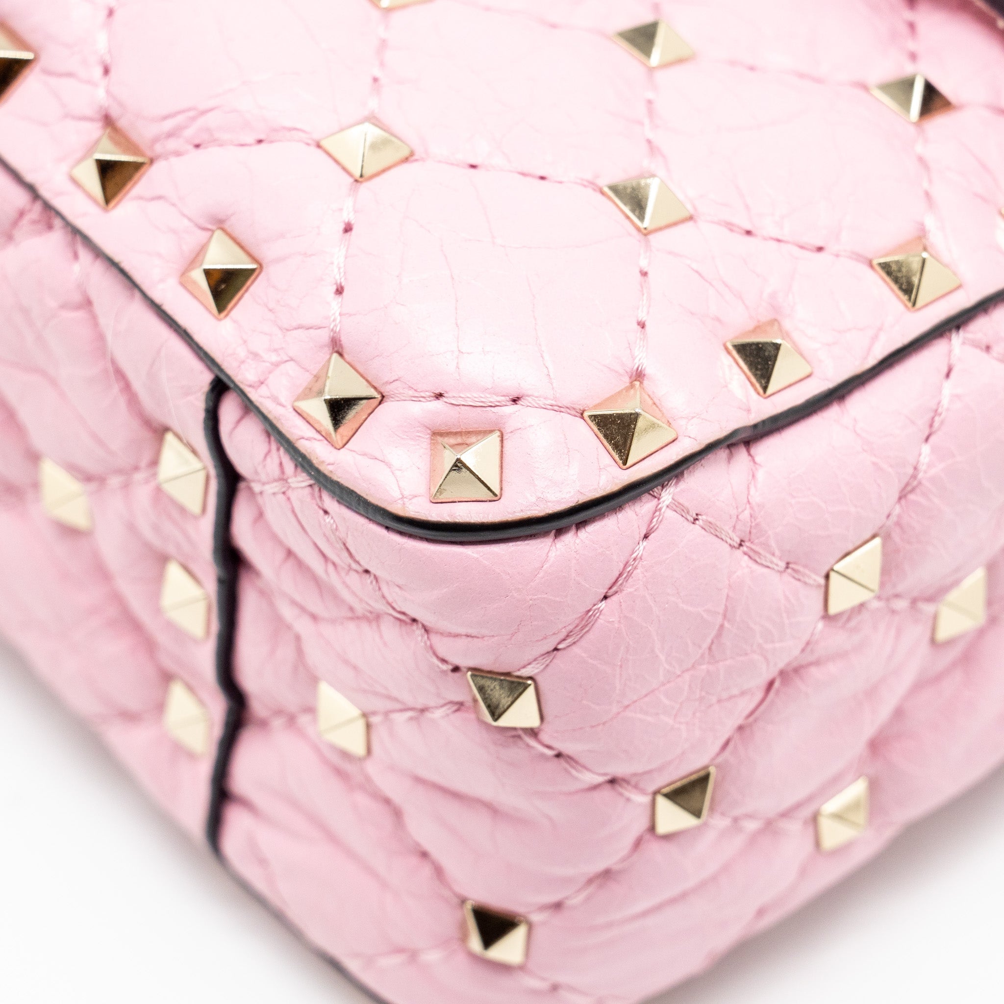 VALENTINO MEDIUM ROCKSTUD SPIKE BAG LEATHER PINK GHW