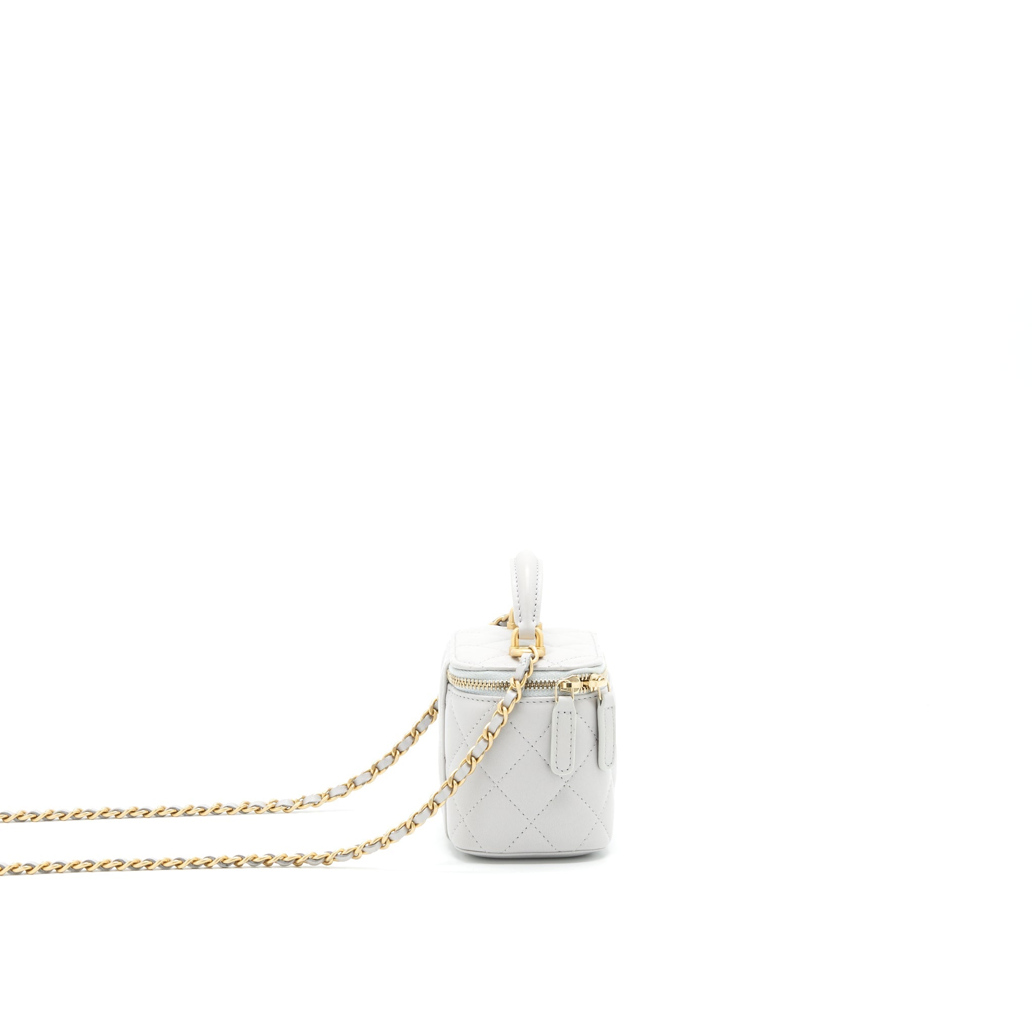 CHANEL 21A SMALL HANDLE VANITY WITH CHAIN GREY WITH GHW