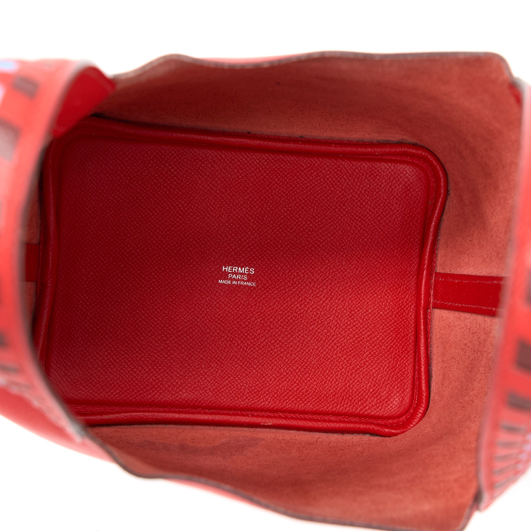 HERMES PICOTIN 18 LOCK BAG EPSOM RED WITH MULTI COLOUR HANDLE SHW