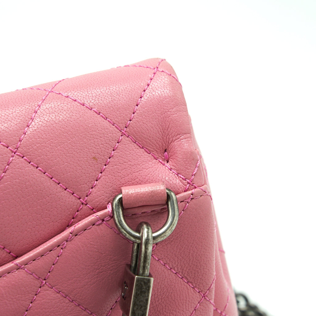 CHANEL QUILTED FLAP CROSS BODY BAG PINK WITH RUTHENIUM HARDWARE