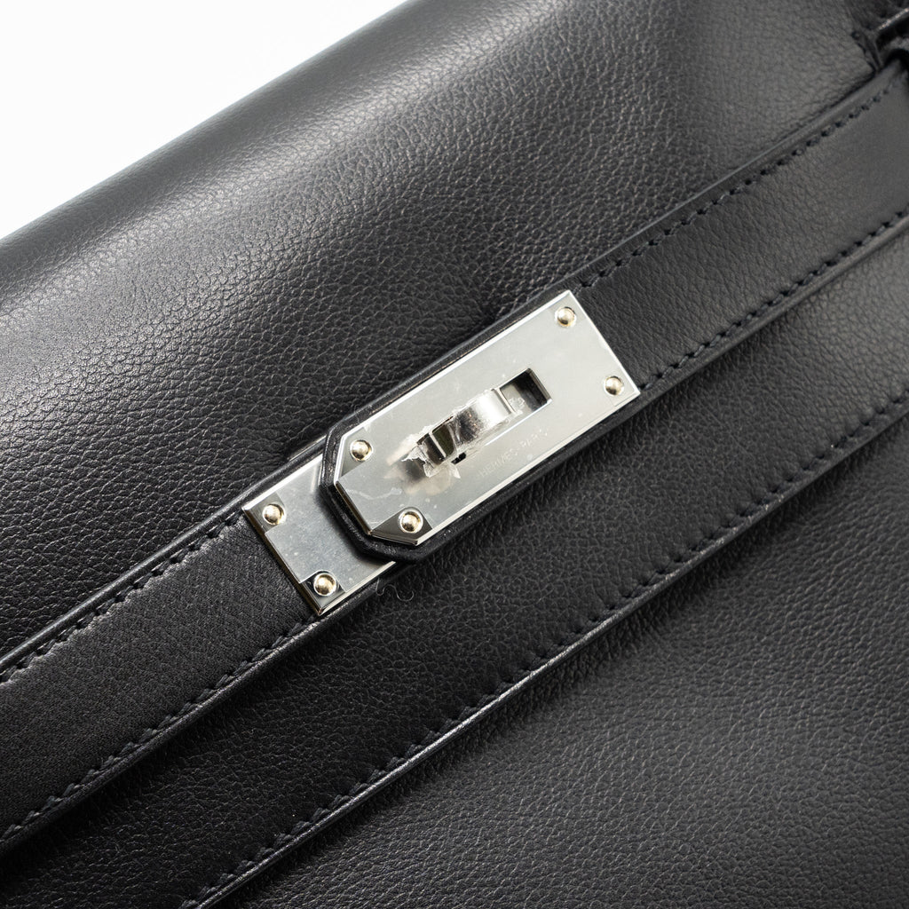 HERMES KELLY MESSANGER PM BAG EVERGRAIN BLACK SHW