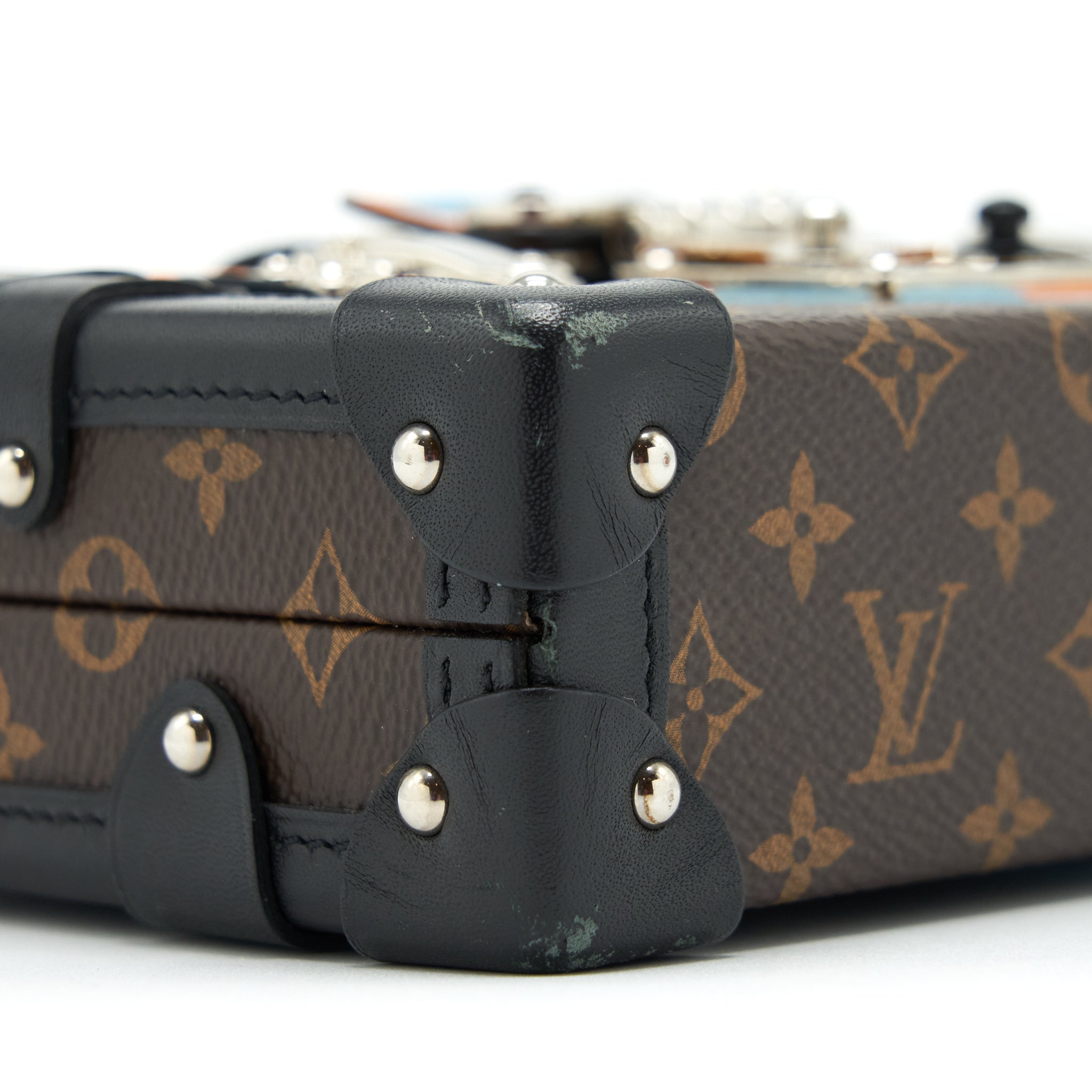 LOUIS VUITTON PETIT MALLE LIMITED EDITION MONOGRAM CANVAS / BLACK / BLUE / YELLOW