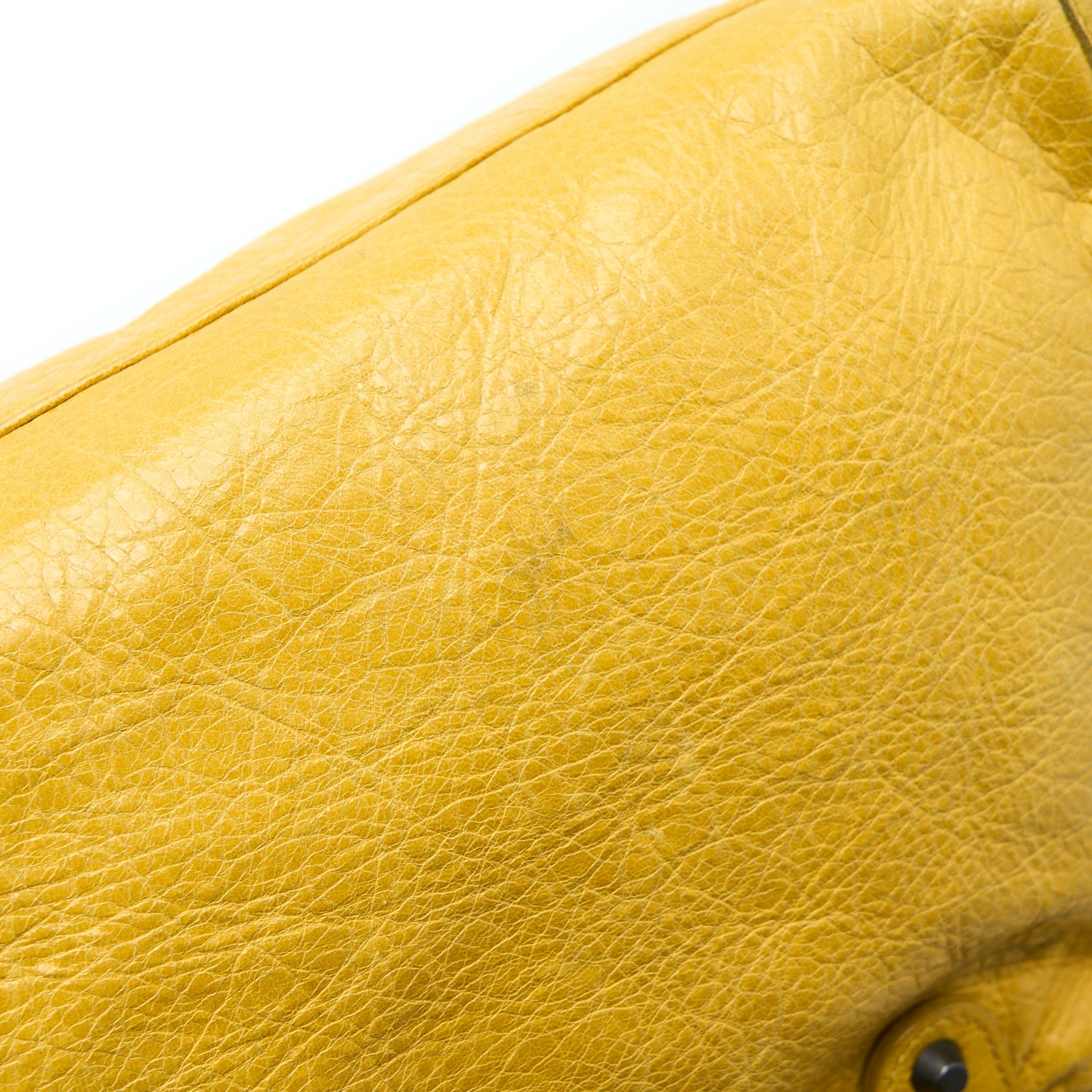 BALENCIAGA CLASSIC CITY BAG LAMBSKIN YELLOW WITH BLACK HARDWARE