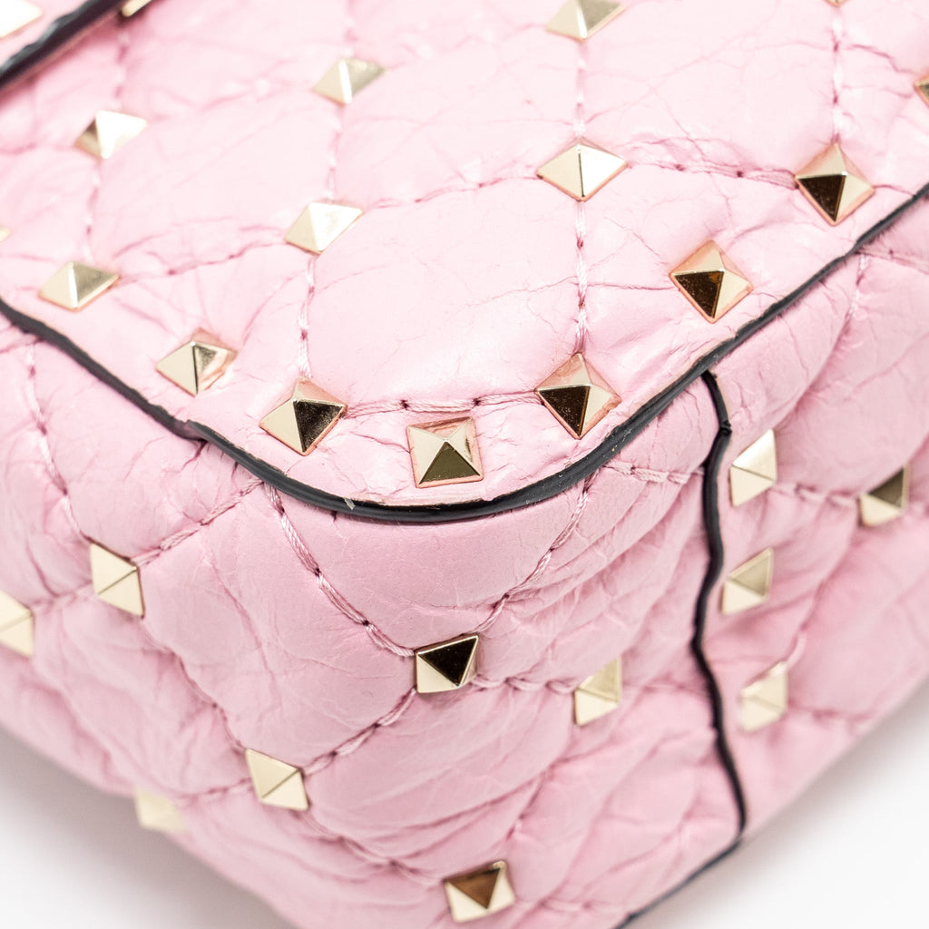 VALENTINO MEDIUM ROCKSTUD SPIKE BAG LEATHER PINK GHW