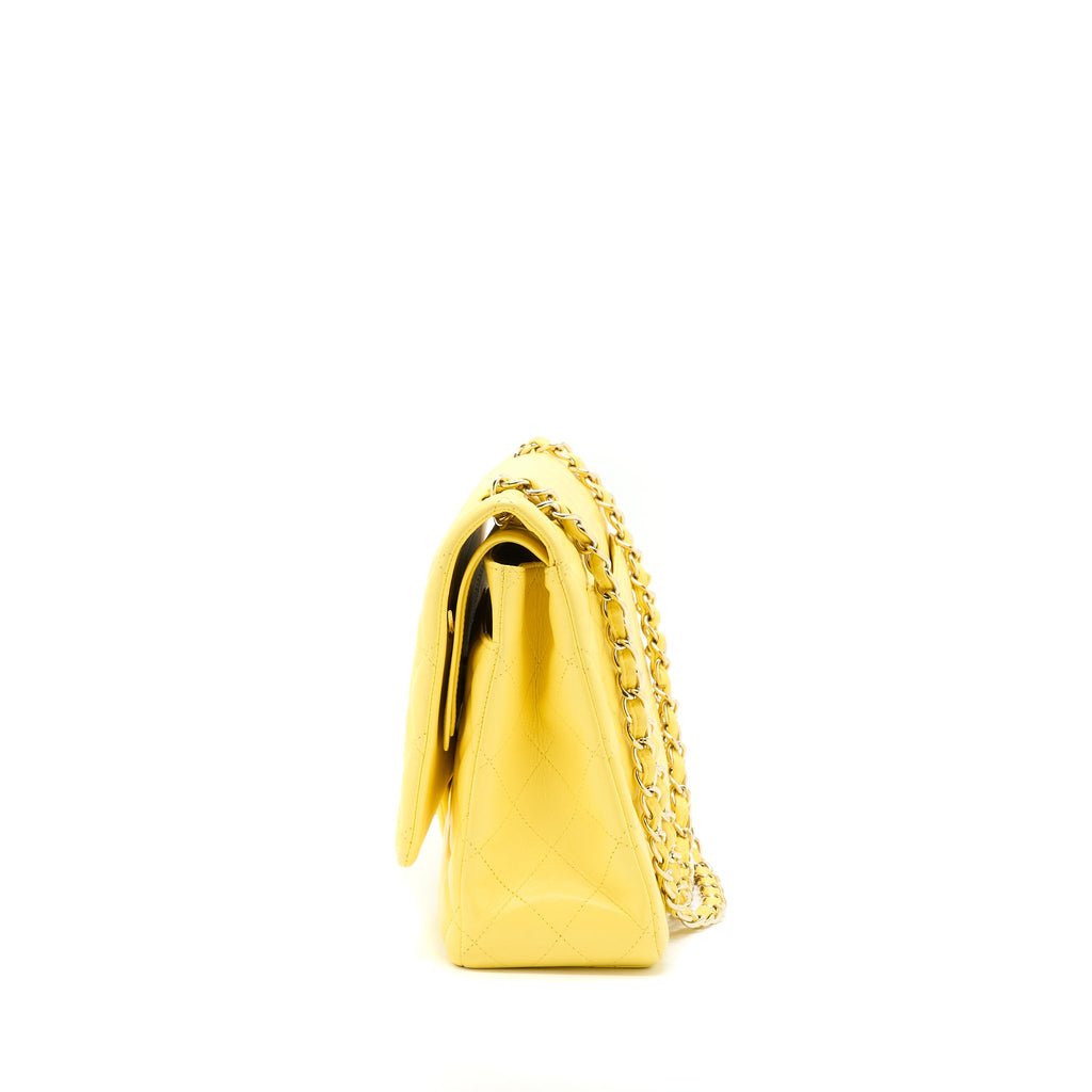 CHANEL MAXI CLASSIC DOUBLE FLAP BAG LAMBSKIN YELLOW LGHW