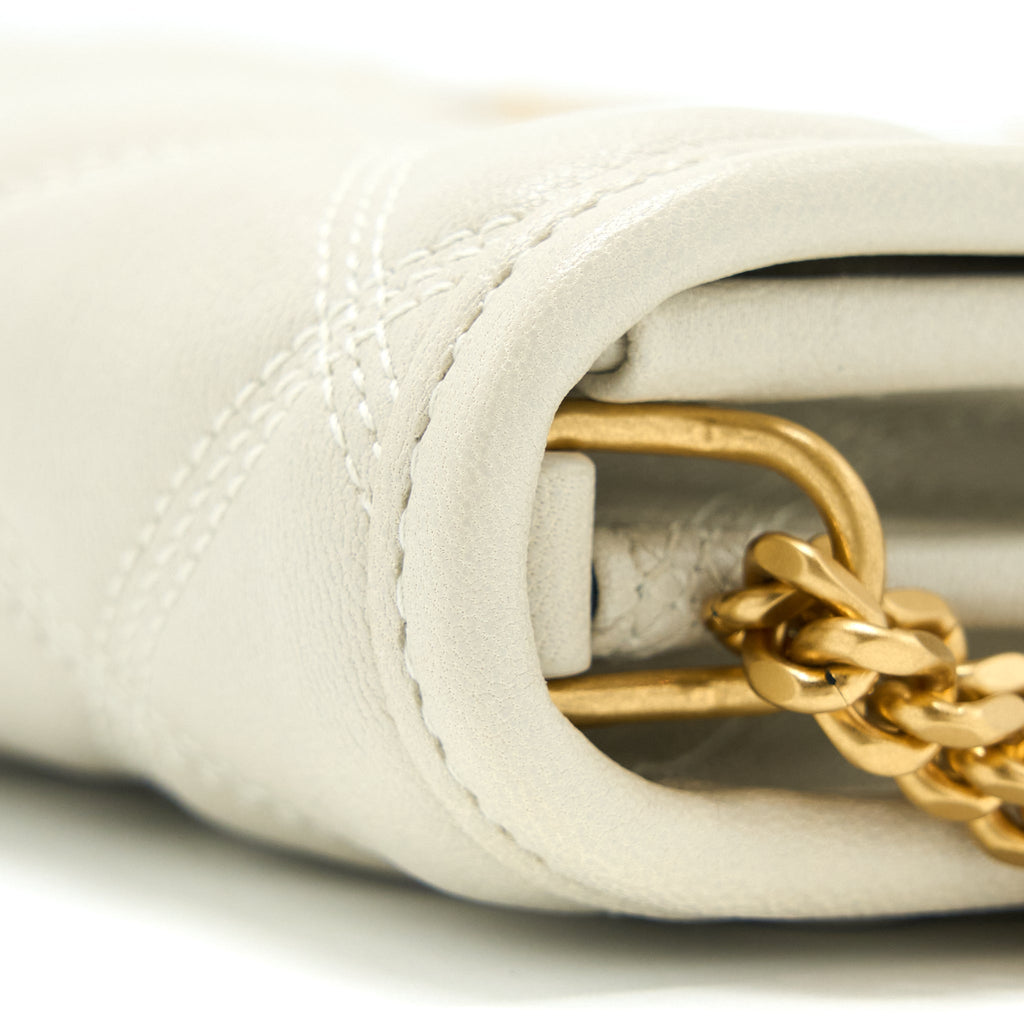 SAINT LAURENT BECKY QUILTED CHAIN BAG WHITE GHW
