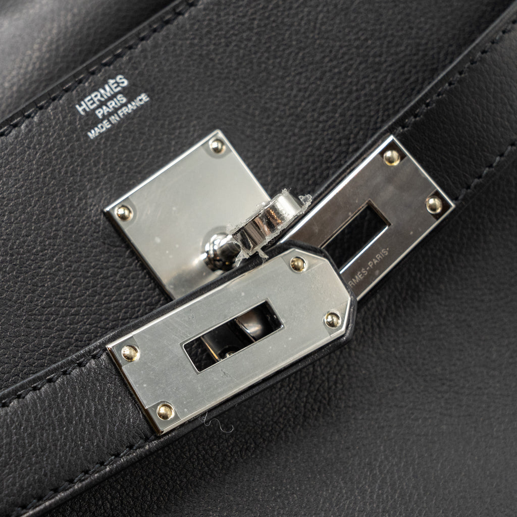 HERMES KELLY MESSANGER PM BAG EVERGRAIN BLACK SHW