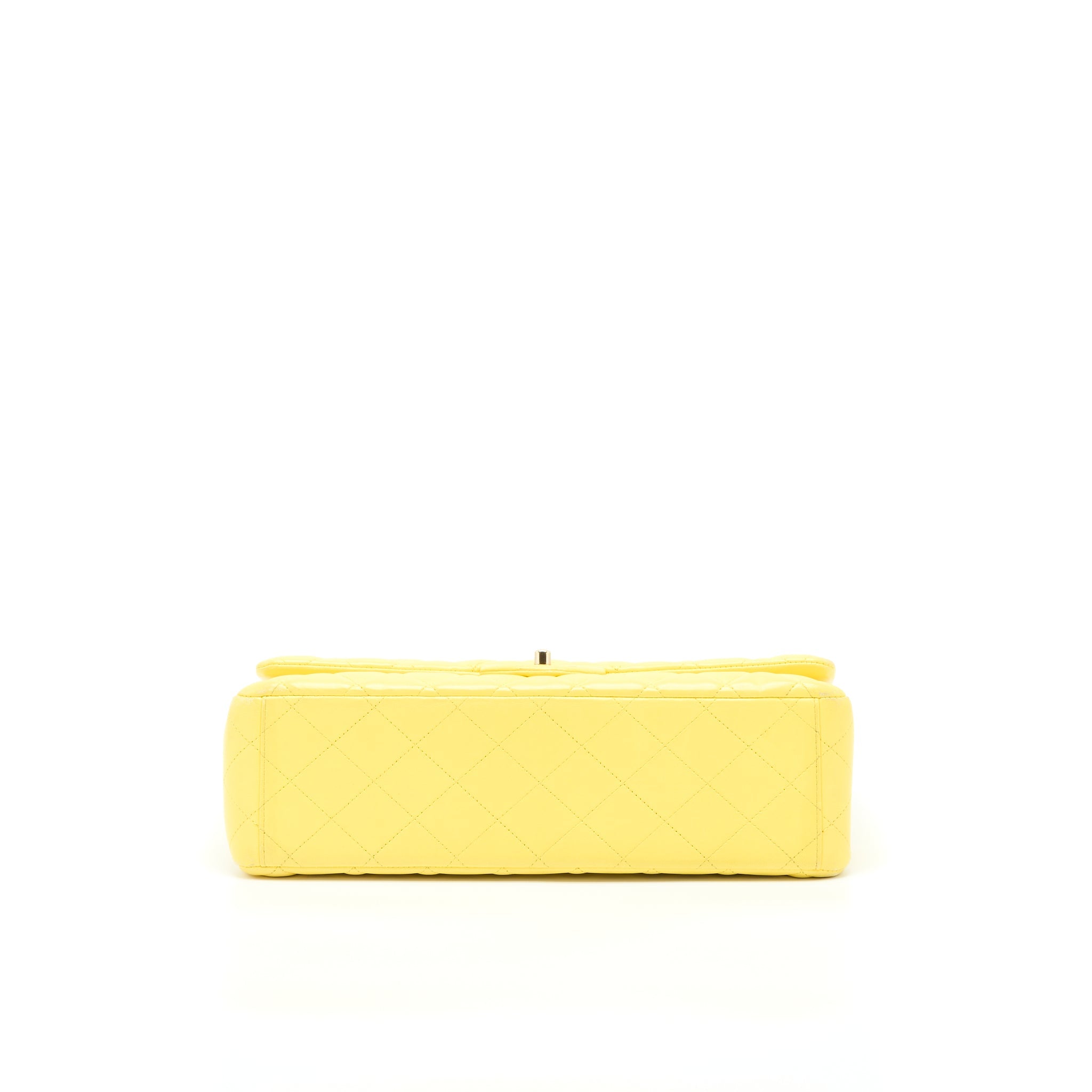 CHANEL MAXI CLASSIC DOUBLE FLAP BAG LAMBSKIN YELLOW LGHW