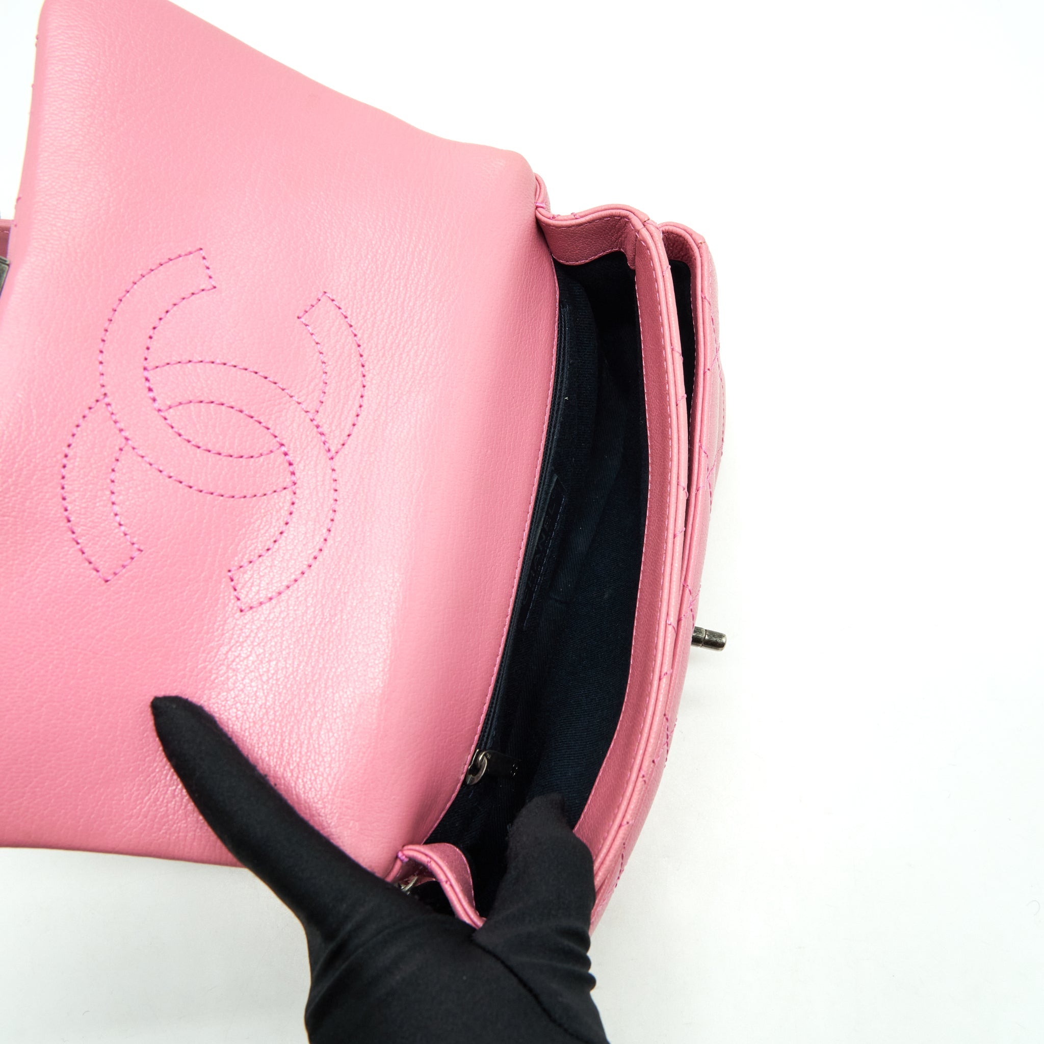 CHANEL QUILTED FLAP CROSS BODY BAG PINK WITH RUTHENIUM HARDWARE
