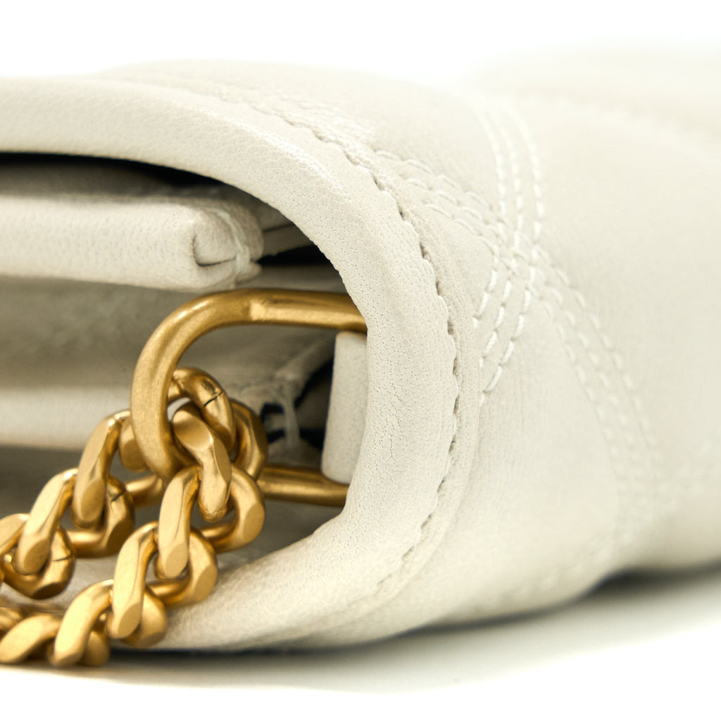 SAINT LAURENT BECKY QUILTED CHAIN BAG WHITE GHW