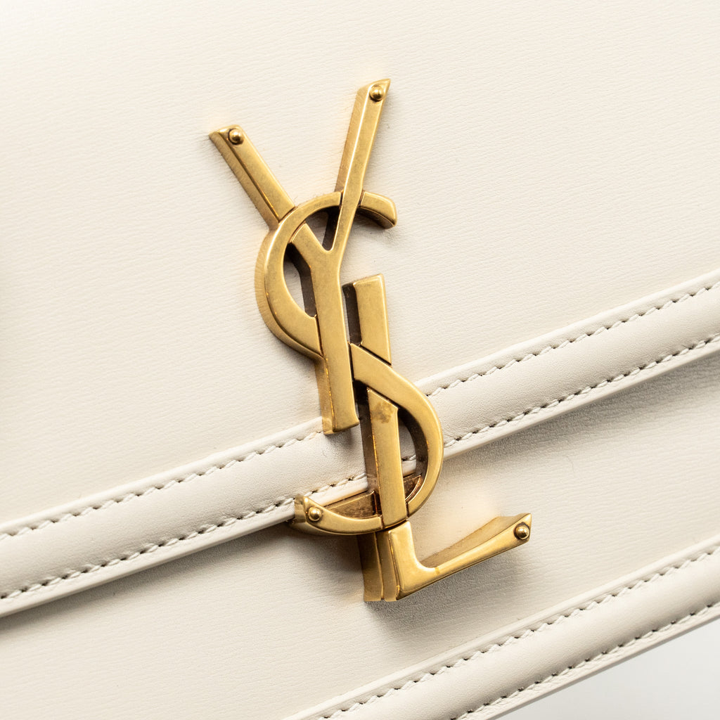 SAINT LAURENT SMALL SOLFERINO SATCHEL CROSSBODY BAG CALFSKIN WHITE GHW