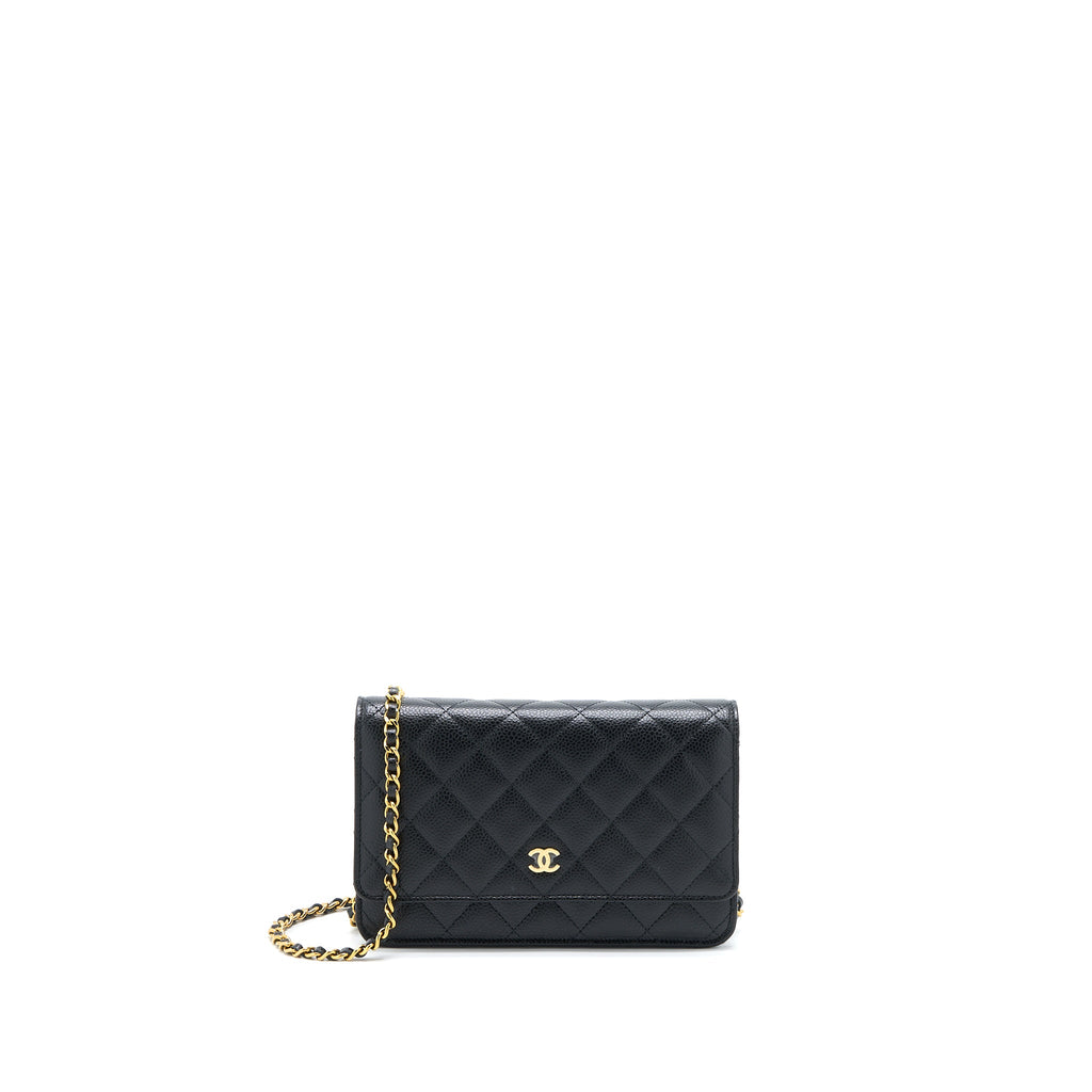 CHANEL CLASSIC WALLET ON CHAIN CAVIAR BLACK GHW (MICROCHIP)