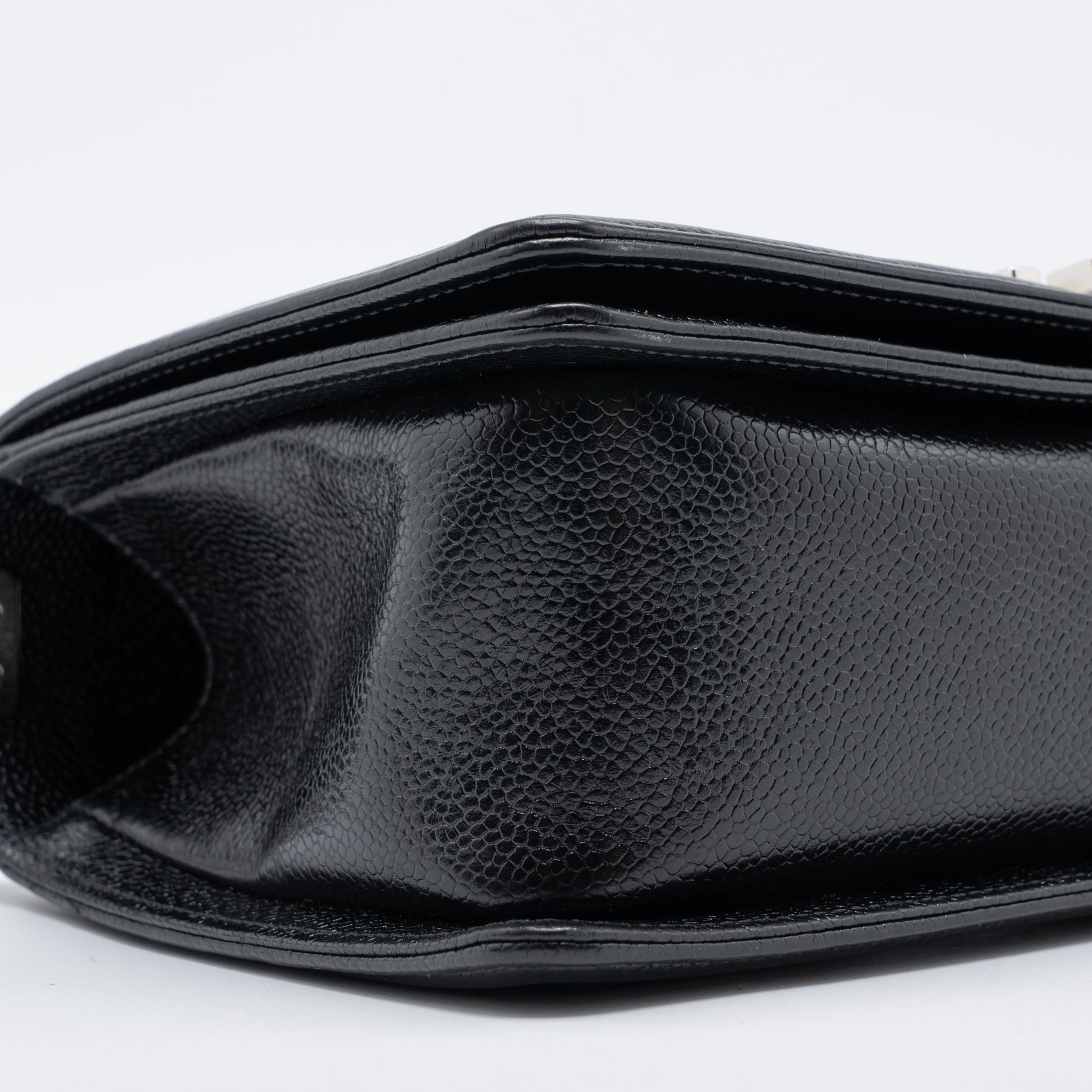 CHANEL MEDIUM BOY BAG CHEVRON CAVIAR BLACK SHW