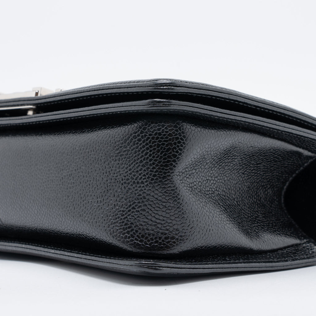 CHANEL MEDIUM BOY BAG CHEVRON CAVIAR BLACK SHW