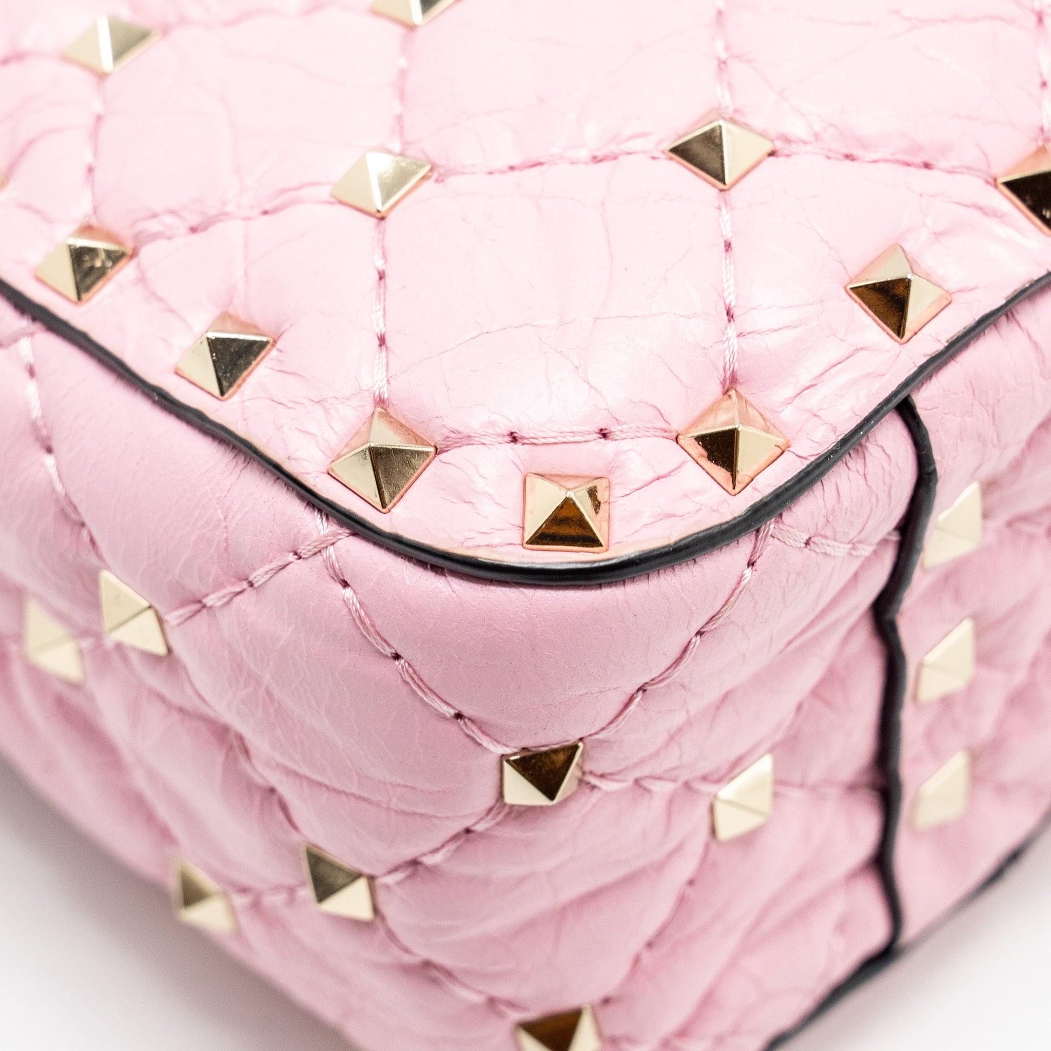 VALENTINO MEDIUM ROCKSTUD SPIKE BAG LEATHER PINK GHW
