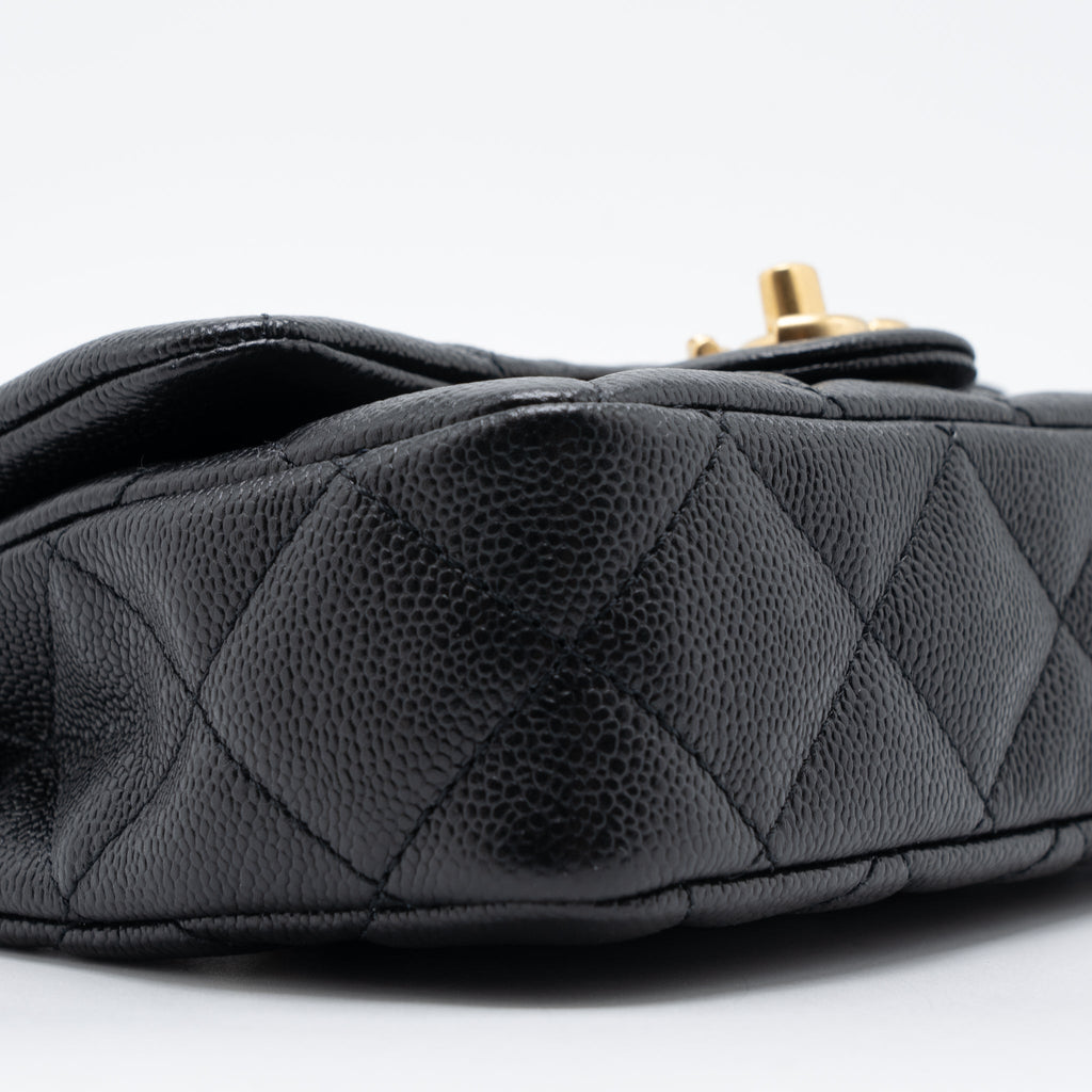 CHANEL 23P MINI COCO LOVE FLAP BAG CAVIAR BLACK GHW (MICROCHIP)