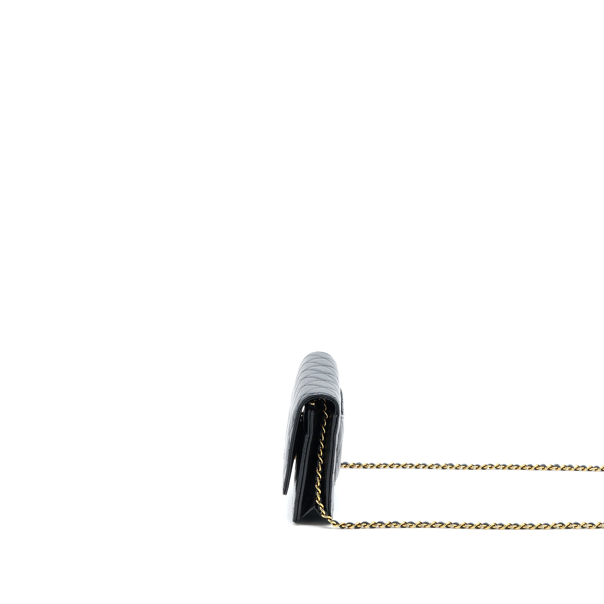 CHANEL CLASSIC WALLET ON CHAIN CAVIAR BLACK GHW (MICROCHIP)