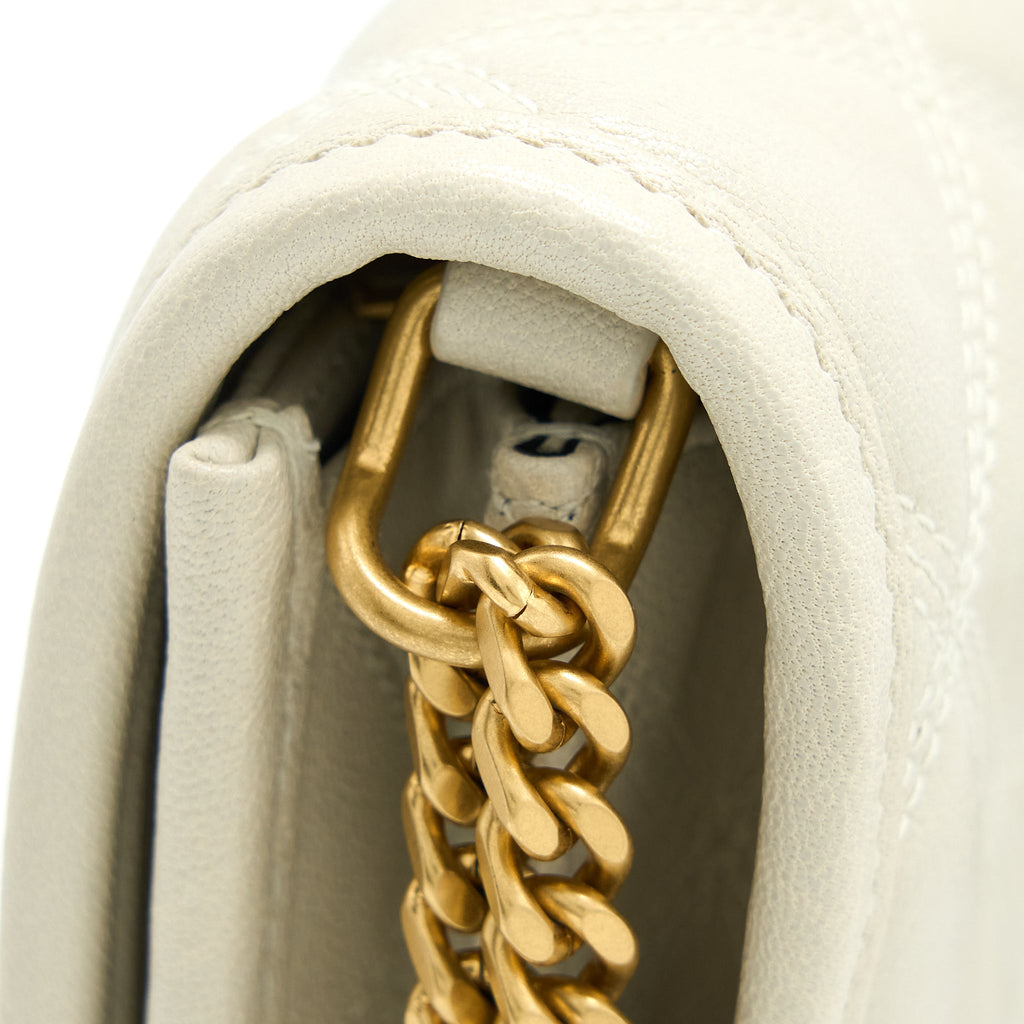 SAINT LAURENT BECKY QUILTED CHAIN BAG WHITE GHW