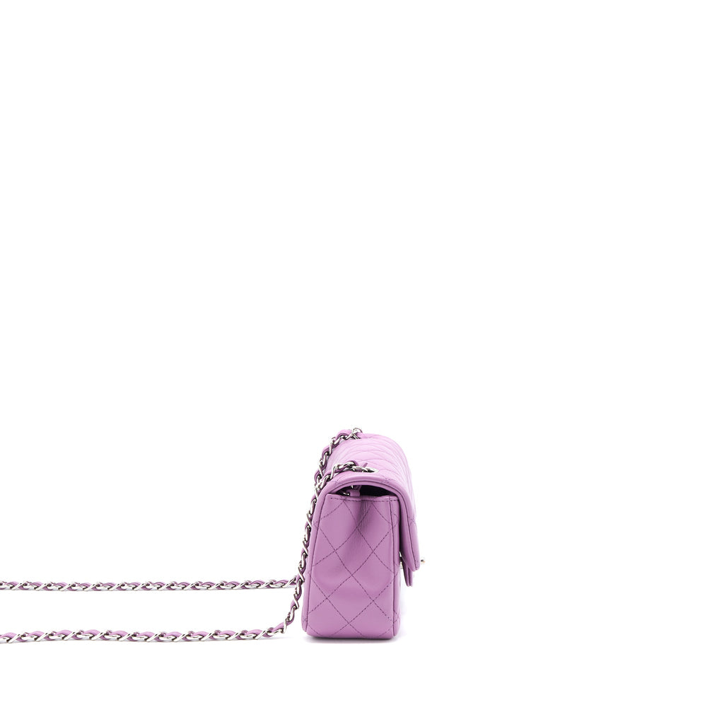 CHANEL MINI RECTANGULAR FLAP BAG LAMBSKIN PURPLE SHW