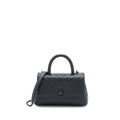 CHANEL SMALL COCO HANDLE CHEVRON CAVIAR SO BLACK WITH BLACK HARDWARE