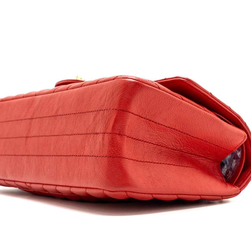 CHANEL SMALL 2.55 REISSUE FLAP BAG CHEVRON CALFSKIN RED GHW