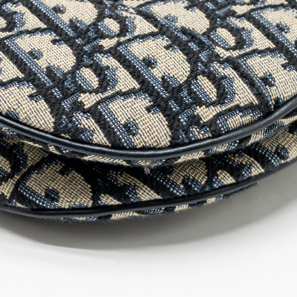DIOR MEDIUM SADDLE BAG BLUE OBLIQUE CANVAS GHW