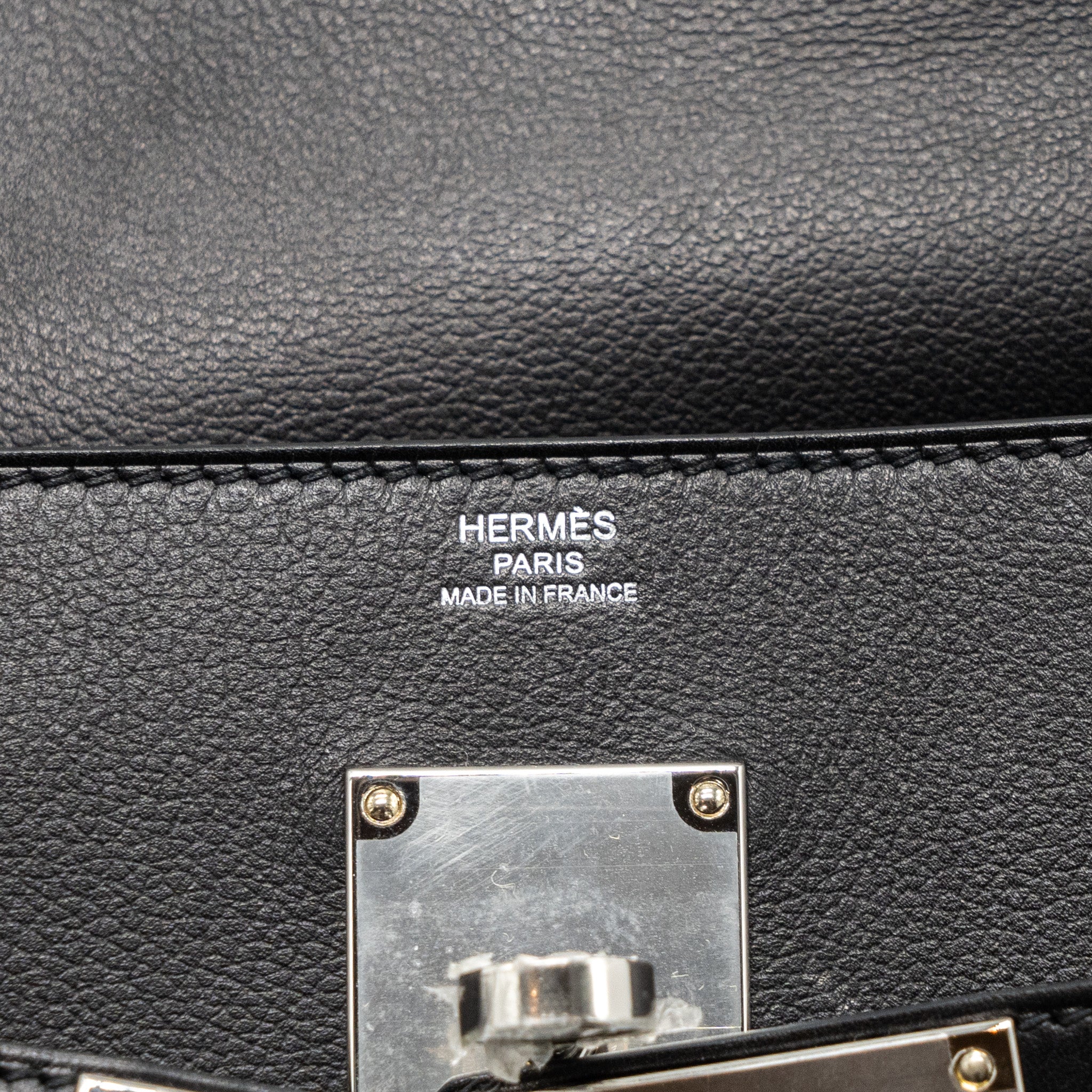 HERMES KELLY MESSANGER PM BAG EVERGRAIN BLACK SHW