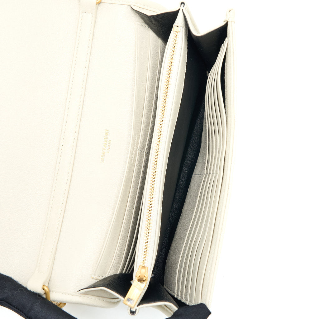 SAINT LAURENT BECKY QUILTED CHAIN BAG WHITE GHW