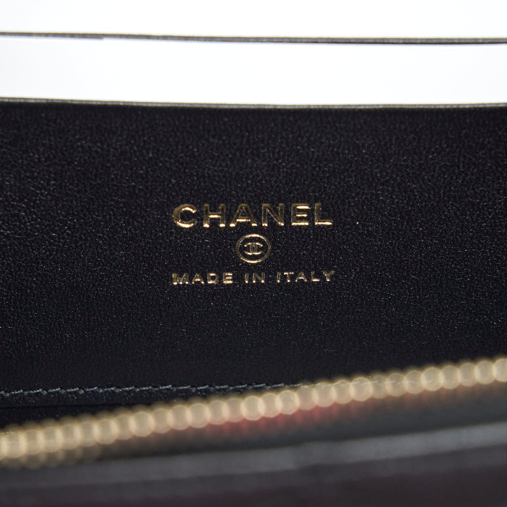 CHANEL 22A TOP HANDLE LONG VANITY WITH CHAIN LAMBSKIN BLACK LGHW