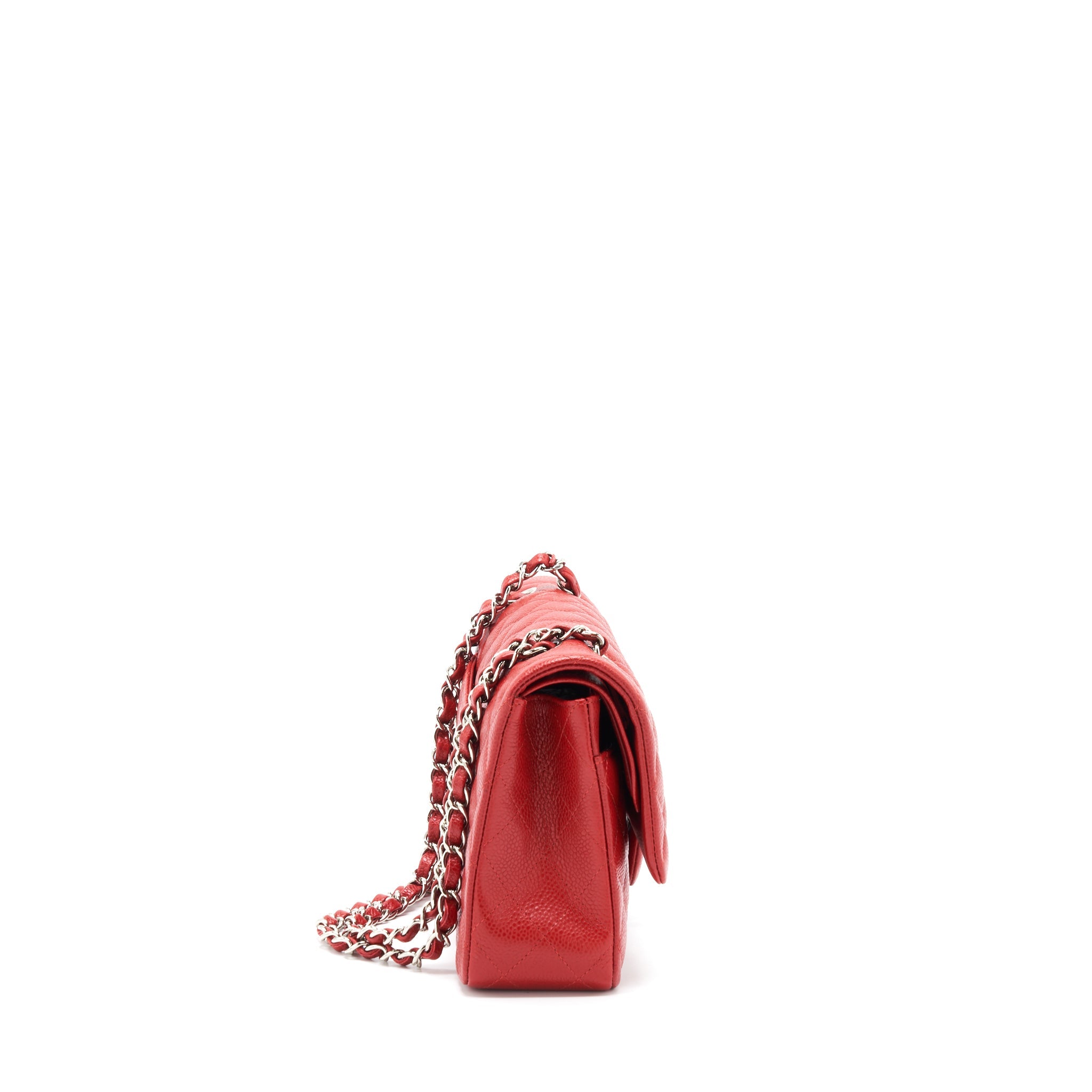 CHANEL CLASSIC DOUBLE FLAP BAG CAVIAR RED SHW
