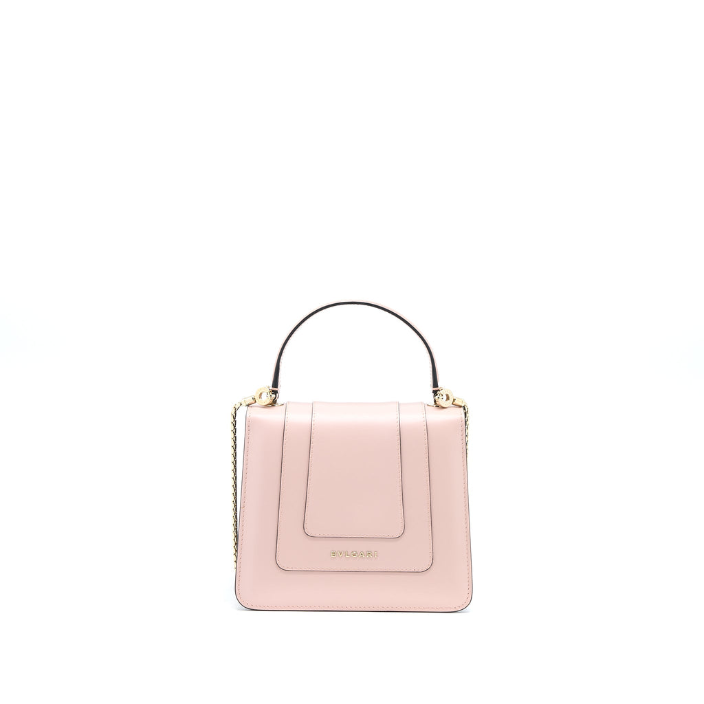 BVLGARI SERPENTI FOREVER TOP HANDLE BAG CALFSKIN CRYSTAL ROSE/GREY GHW