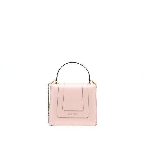BVLGARI SERPENTI FOREVER TOP HANDLE BAG CALFSKIN CRYSTAL ROSE/GREY GHW
