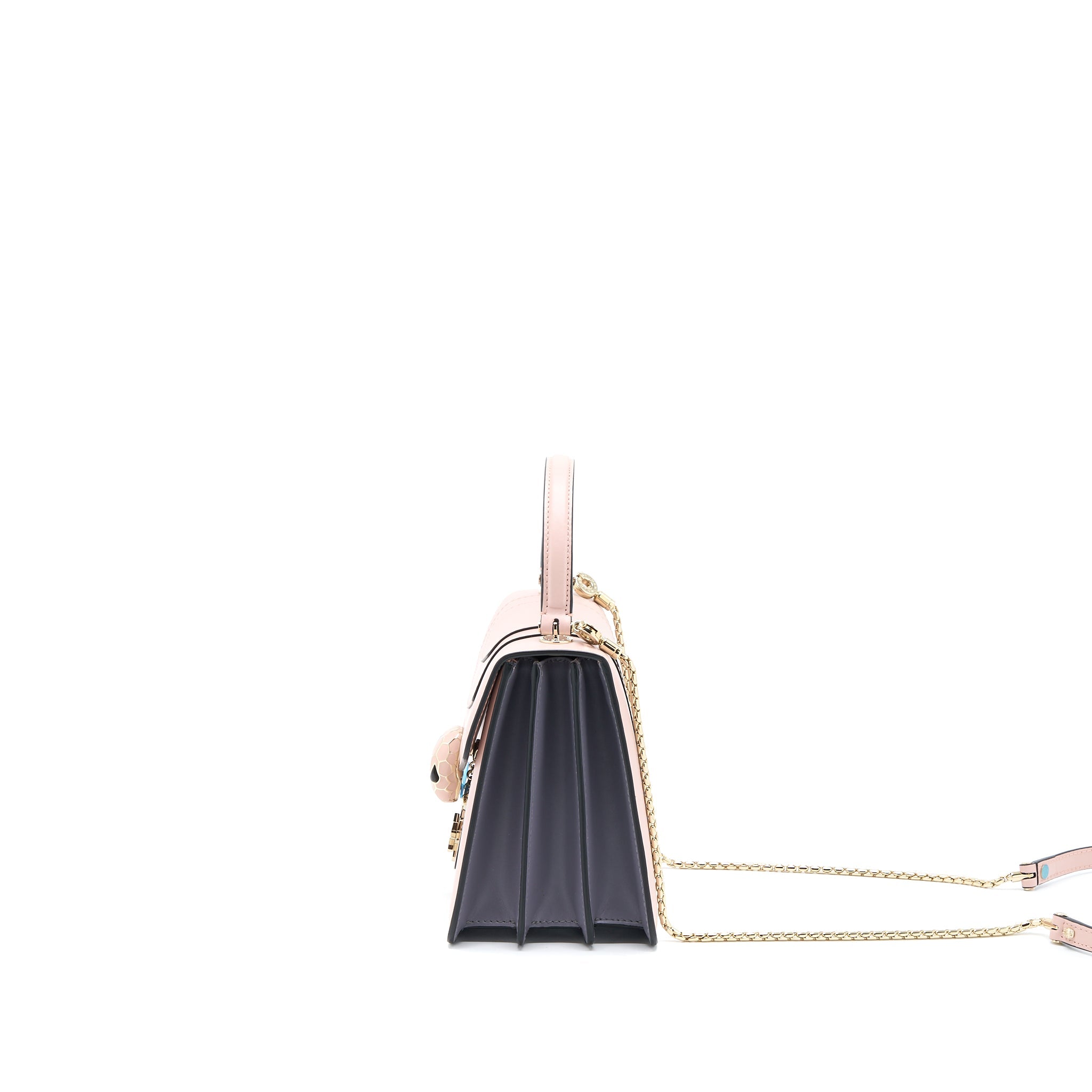 BVLGARI SERPENTI FOREVER TOP HANDLE BAG CALFSKIN CRYSTAL ROSE/GREY GHW