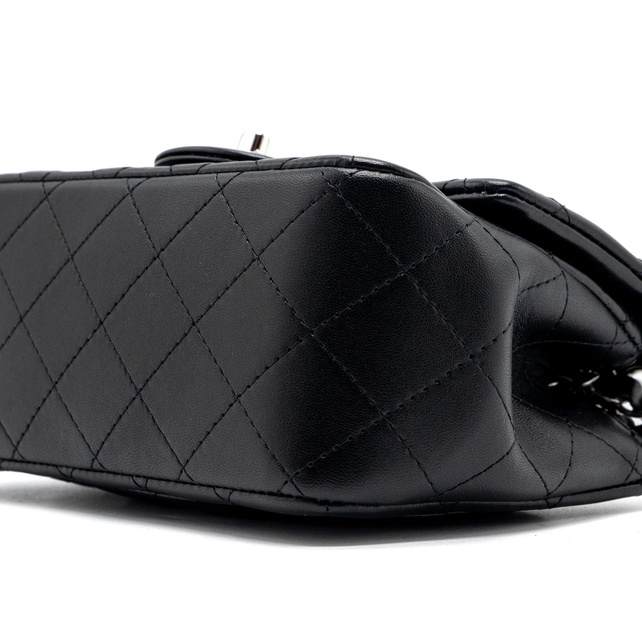 CHANEL MINI SQUARE FLAP BAG LAMBSKIN BLACK SHW (MICROCHIP)