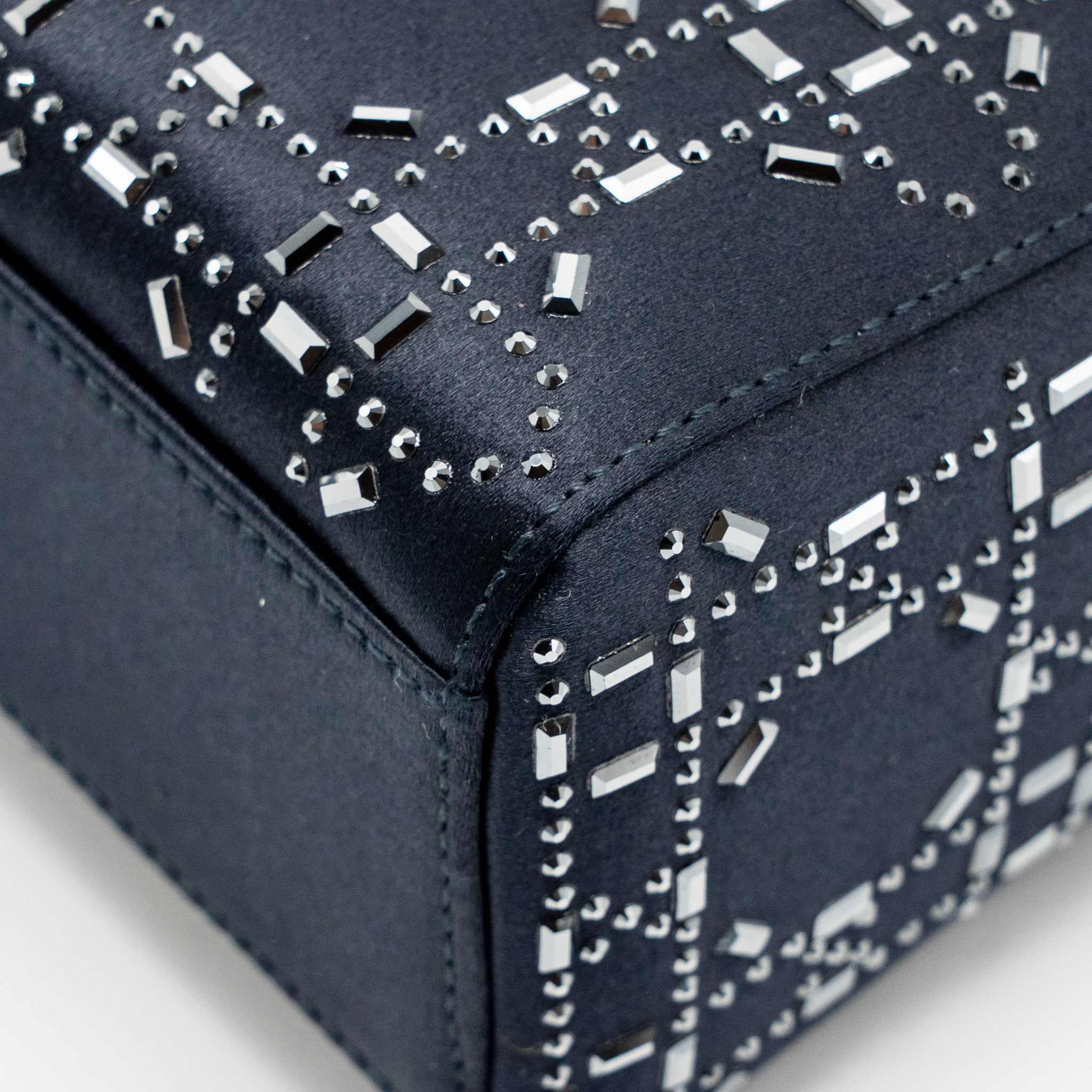 DIOR MINI LADY DIOR SATIN CRYSTAL DARK BLUE SHW