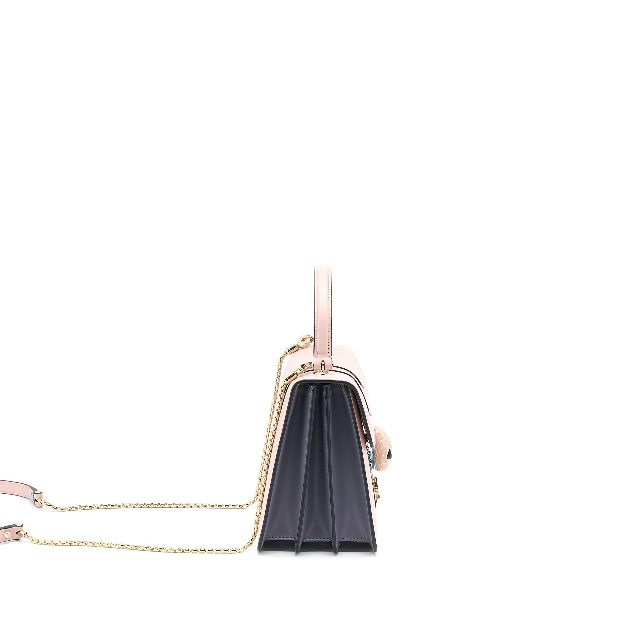 BVLGARI SERPENTI FOREVER TOP HANDLE BAG CALFSKIN CRYSTAL ROSE/GREY GHW