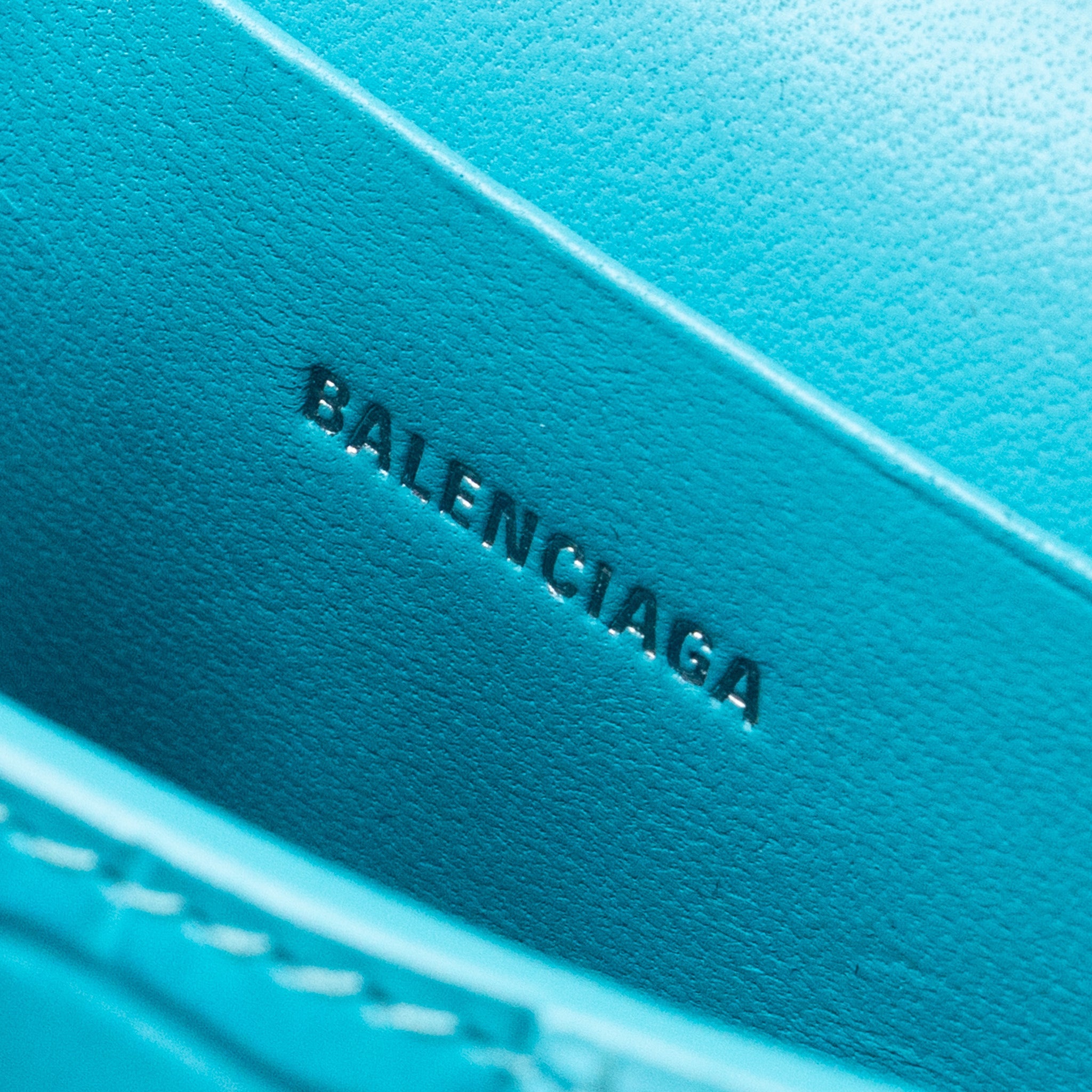 BALENCIAGA MINI HOURGLASS EMBOSSED CALFSKIN BLUE SHW