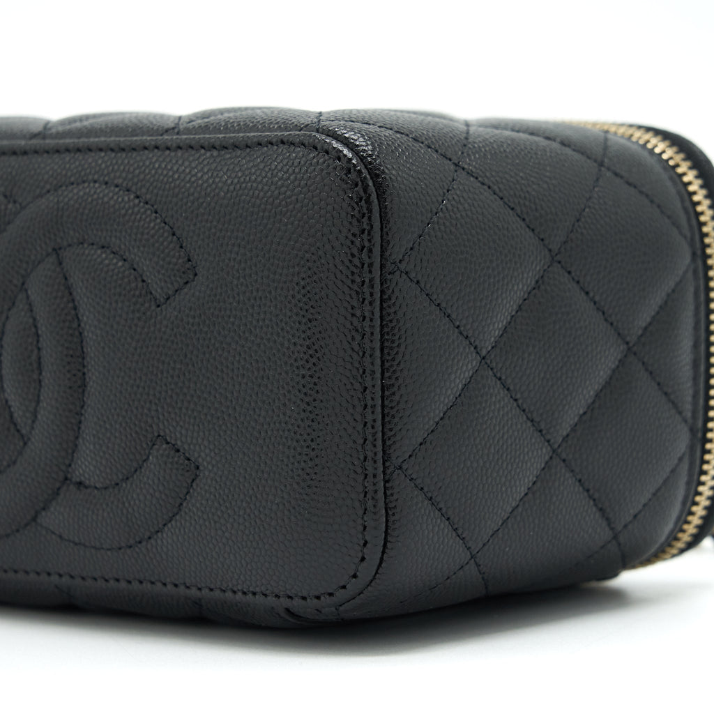 CHANEL 22S LONG VANITY WITH CHAIN CAVIAR BLACK LGHW