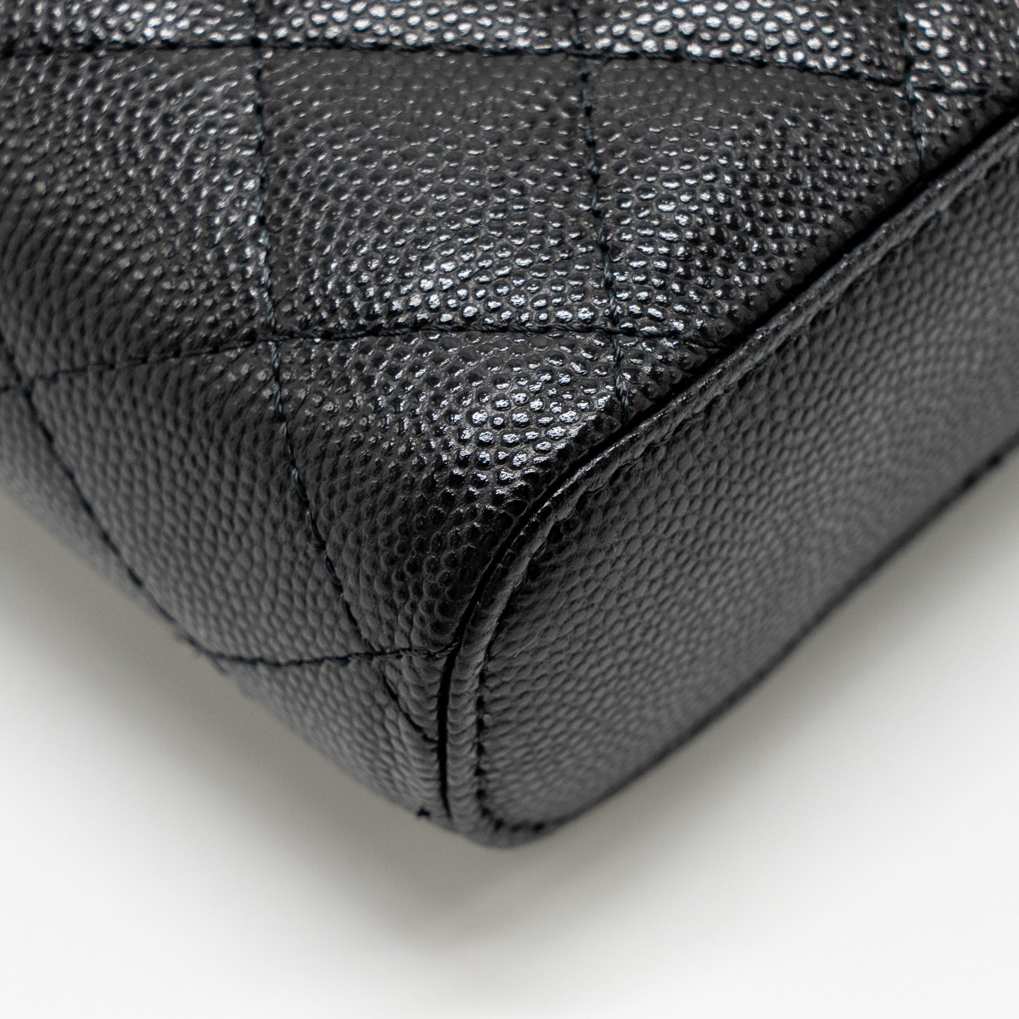 CHANEL CLASSIC VANITY PHONE HOLDER WITH CHAIN CAVIAR BLACK LGHW