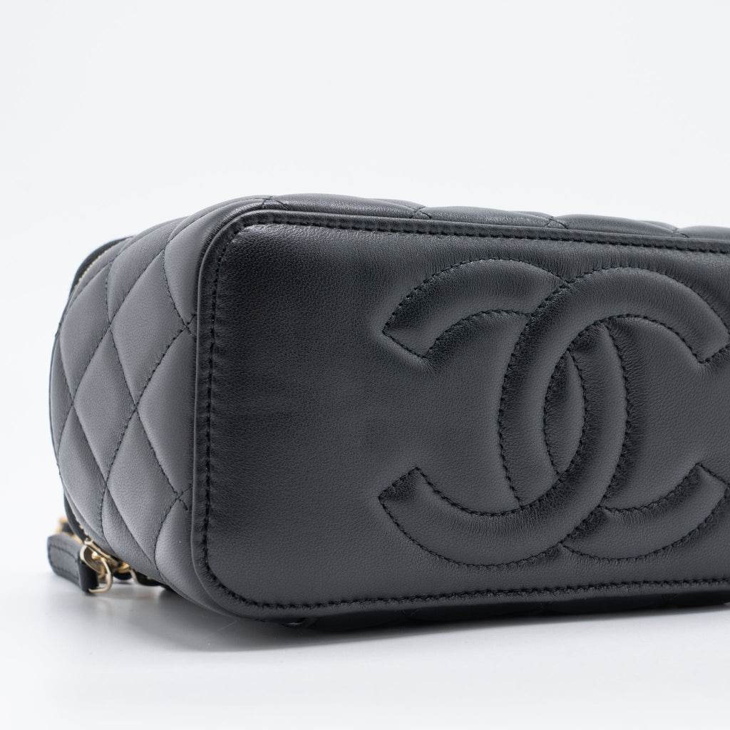 CHANEL 23C PEARL CRUSH LONG VANITY LAMBSKIN BLACK BRUSHED GHW (MICROCHIP)
