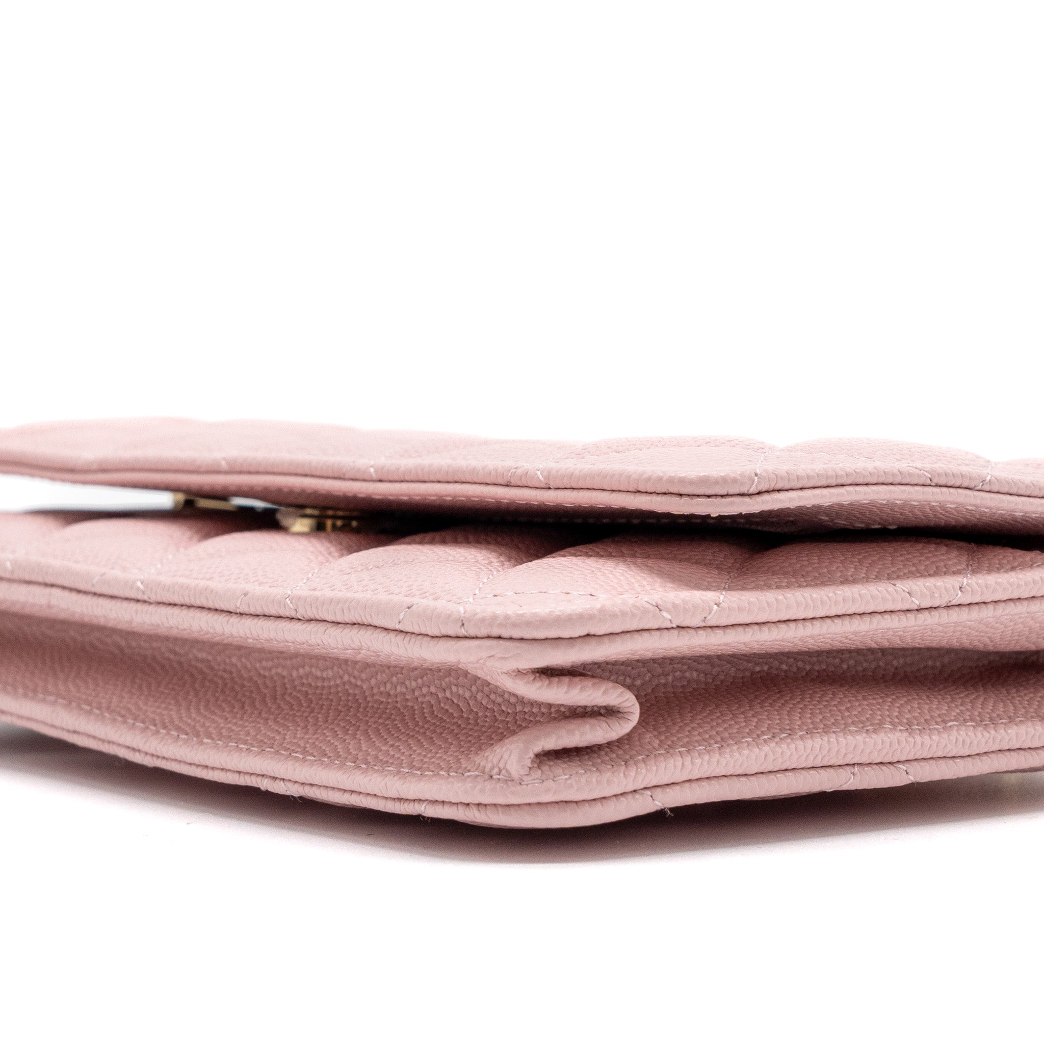 CHANEL CLASSIC WALLET ON CHAIN CAVIAR LIGHT PINK LGHW(MICROCHIP)