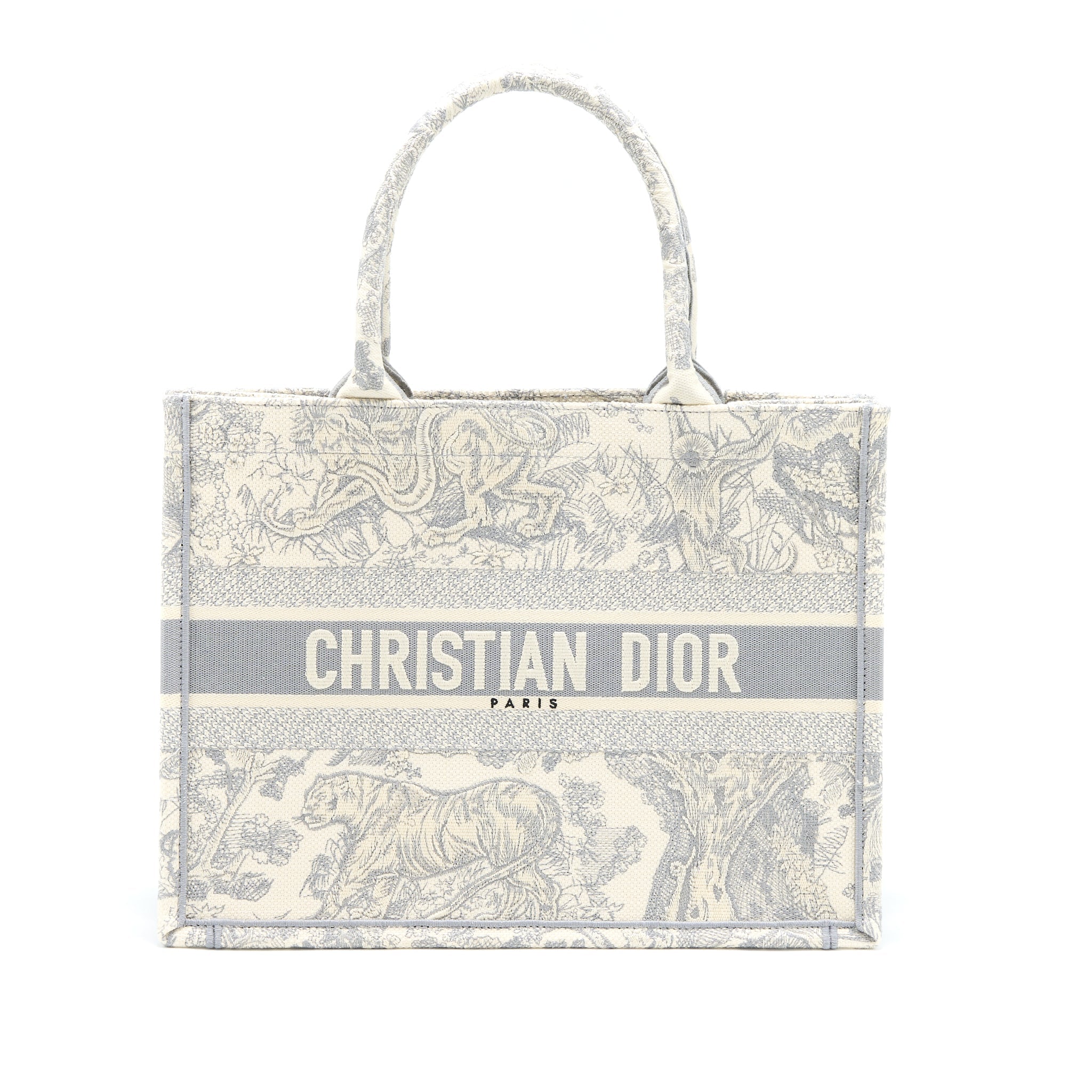 DIOR MEDIUM BOOK TOTE GREY TOILE DE JOUY EMBROIDERY