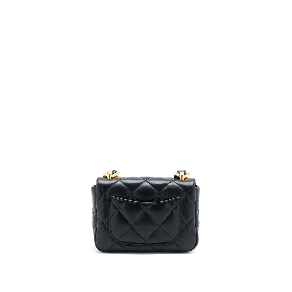 CHANEL 22S GIANT CHAIN FLAP SHOULDER BAG LAMBSKIN BLACK GHW (MICROCHIP)