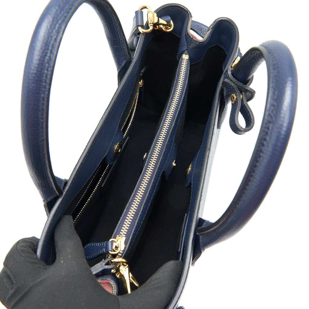 BURBERRY LEATHER/ CANVAS TOTE BAG NAVY