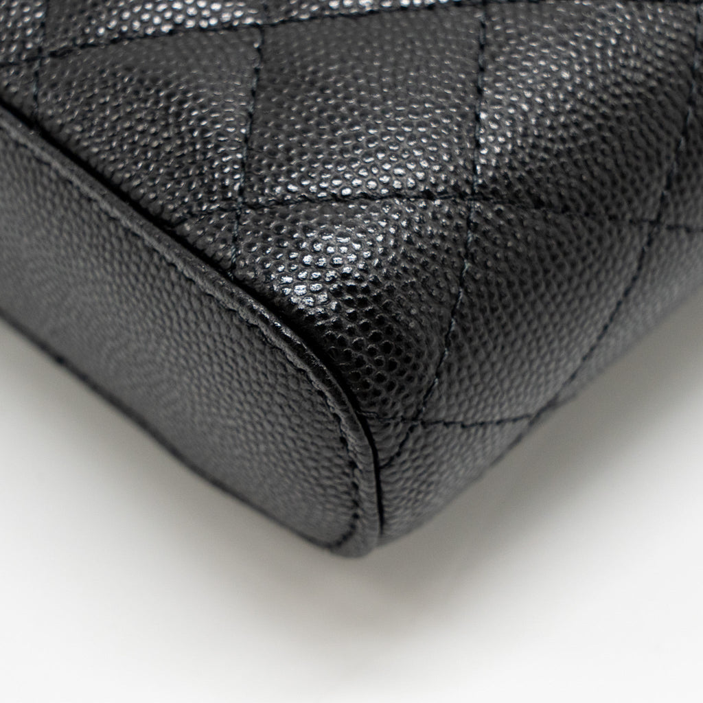 CHANEL CLASSIC VANITY PHONE HOLDER WITH CHAIN CAVIAR BLACK LGHW