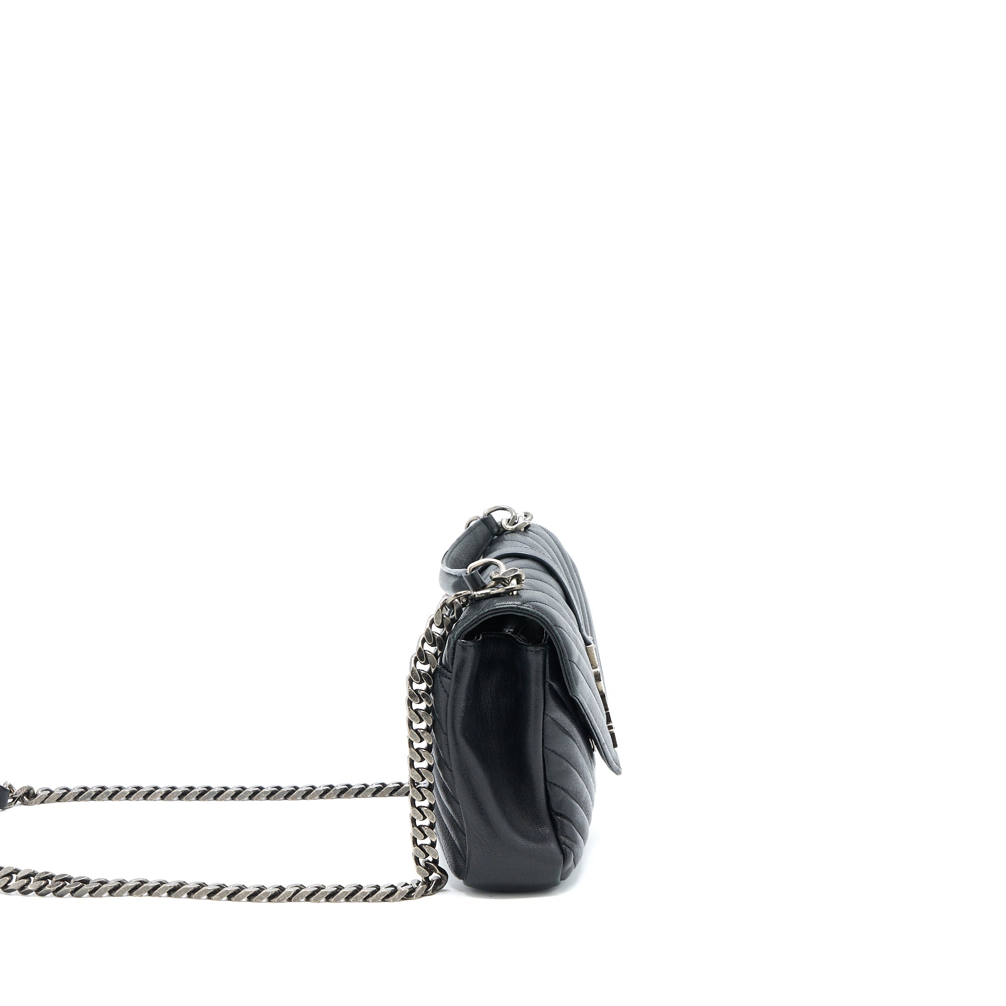 SAINT LAURENT/YSL QUILTED MEDIUM COLLEGE BAG LAMBSKIN BLACK RUTHENIUM HARDWARE